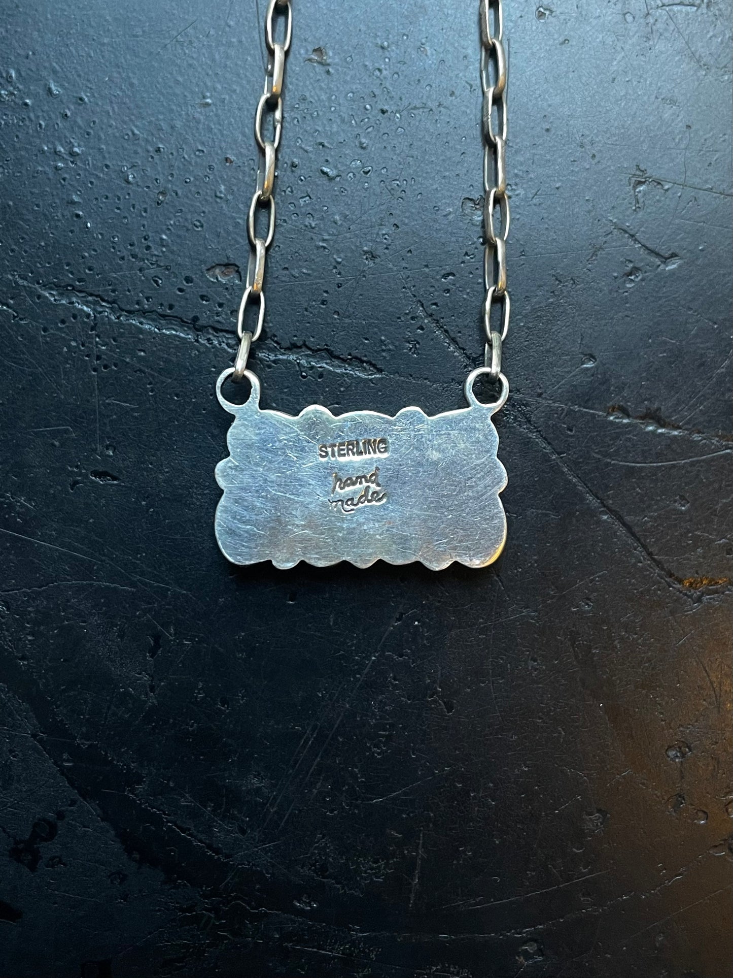 Spiny Oyster Cluster Bar Necklace | Rectangular Station | 925 Silver E589
