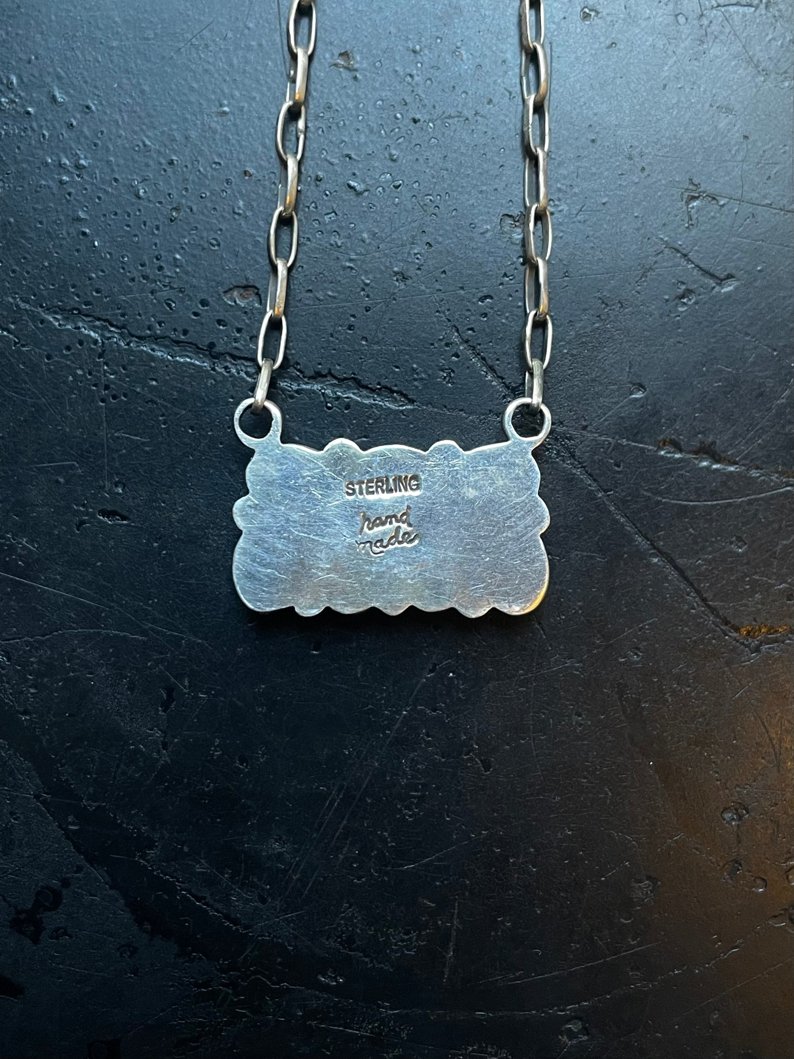 Spiny Oyster Cluster Bar Necklace | Rectangular Station | 925 Silver E589