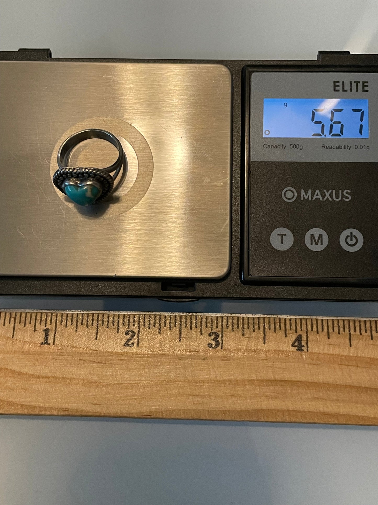 Kingman Turquoise Heart Ring | Sterling Silver | Size 6 G382