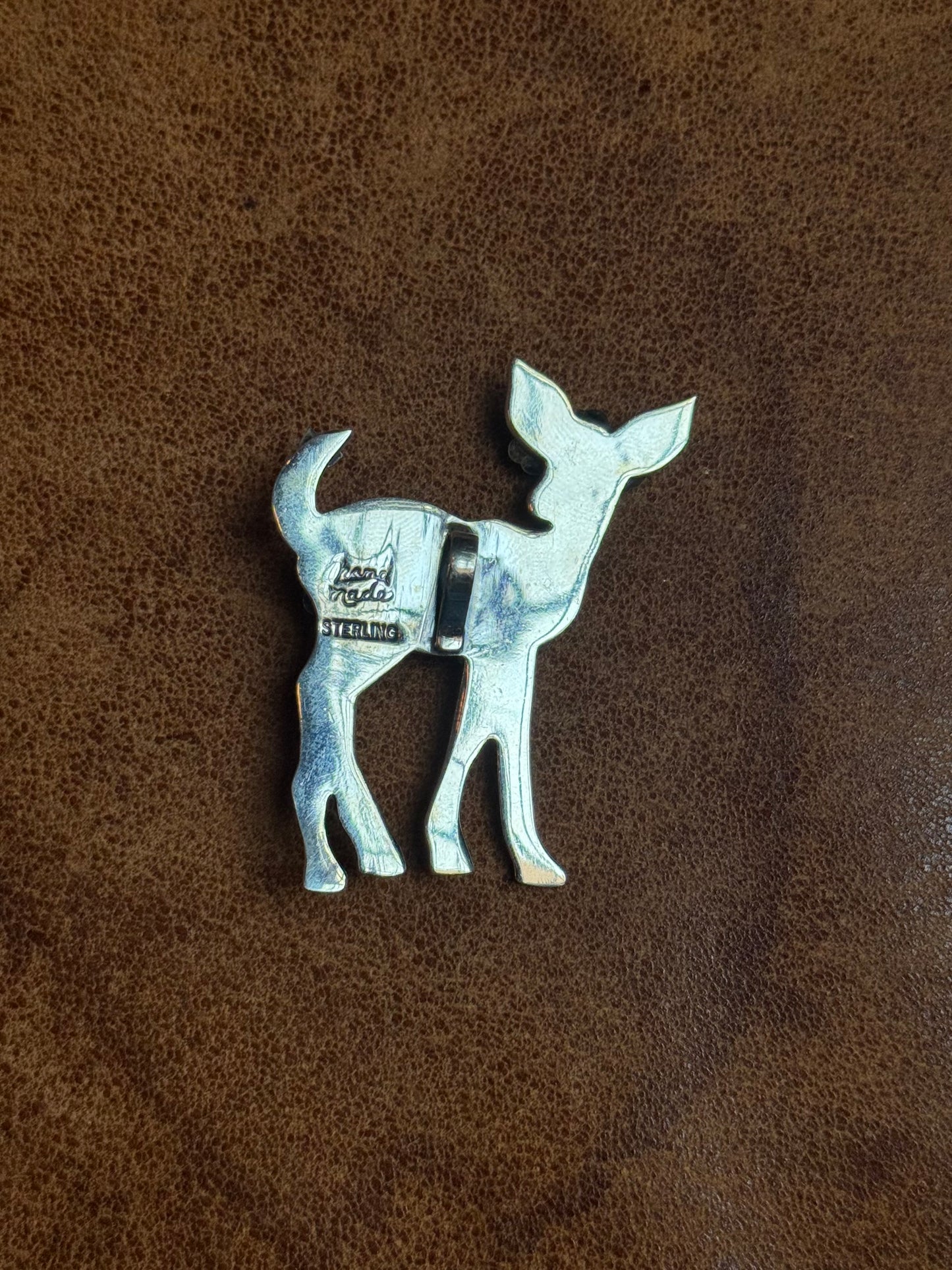 Kingman Turquoise Deer Pendant 2.8 inches | Sterling Silver | A790