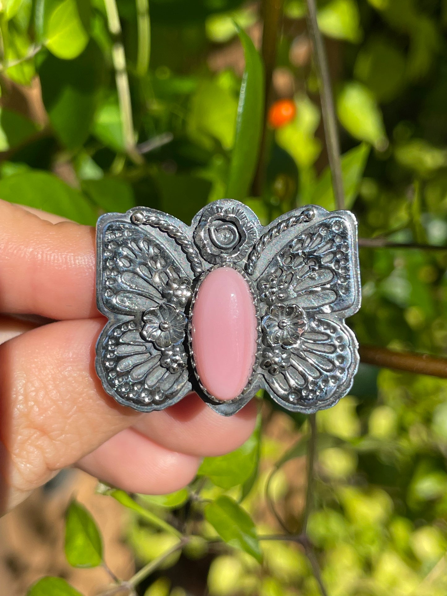 Pink Conch Butterfly Ring | 925 Sterling Silver | Size 8 B317