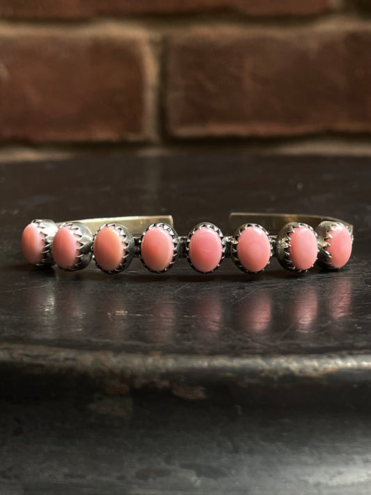 Pink Conch Multi Stone Cuff Bracelet | 925 Sterling Silver E964