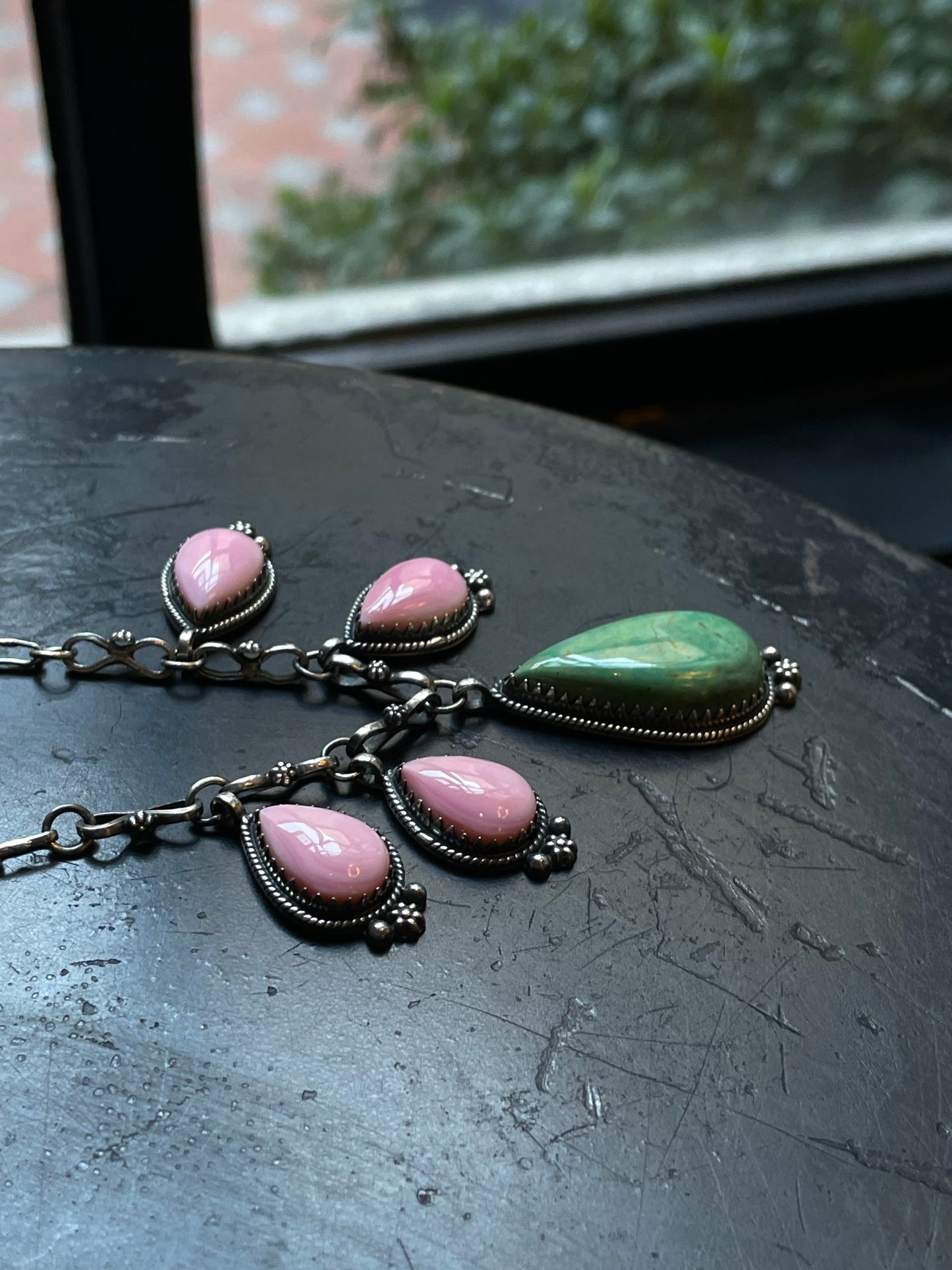 Pink Conch & Turquoise Necklace | 925 Sterling Silver E339