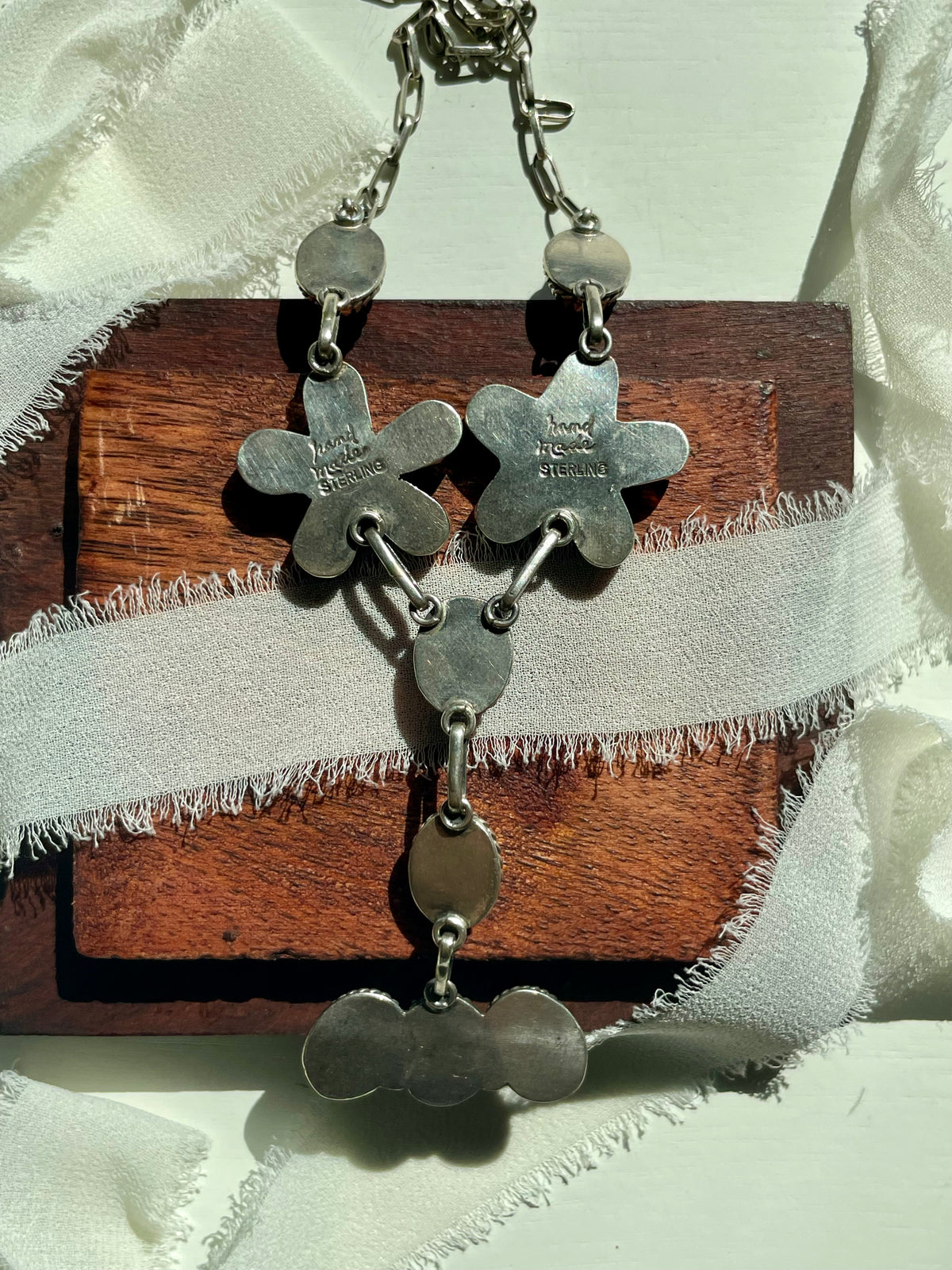 Kingman Turquoise Floral Lariat Necklace | 925 Sterling Silver G609
