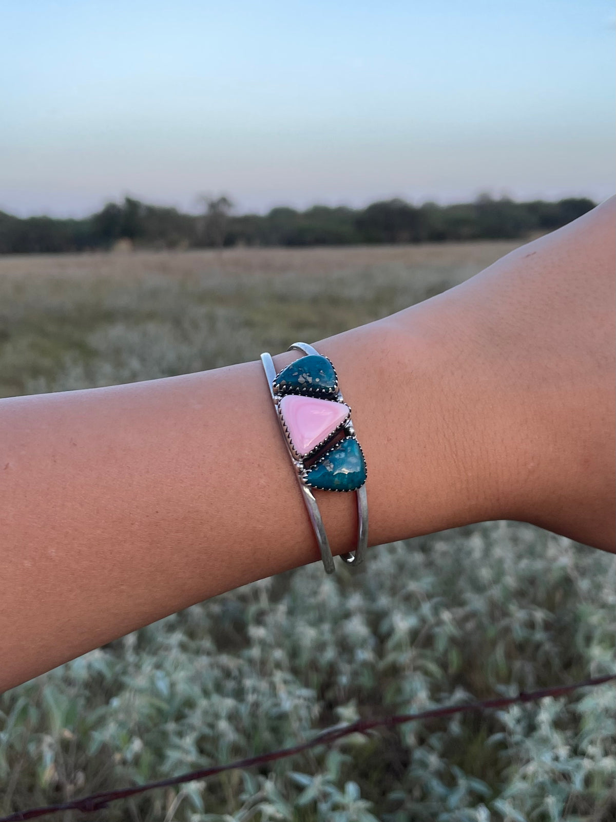 Pink Conch & Turquoise Cuff Bracelet | 925 Sterling Silver G746