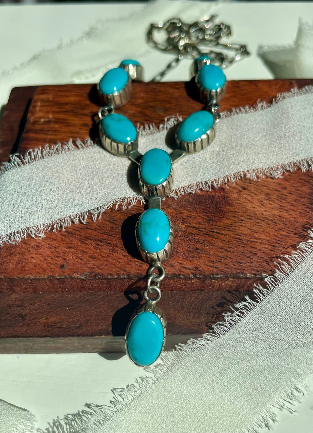 Kingman Turquoise Lariat Necklace | 925 Sterling Silver G592