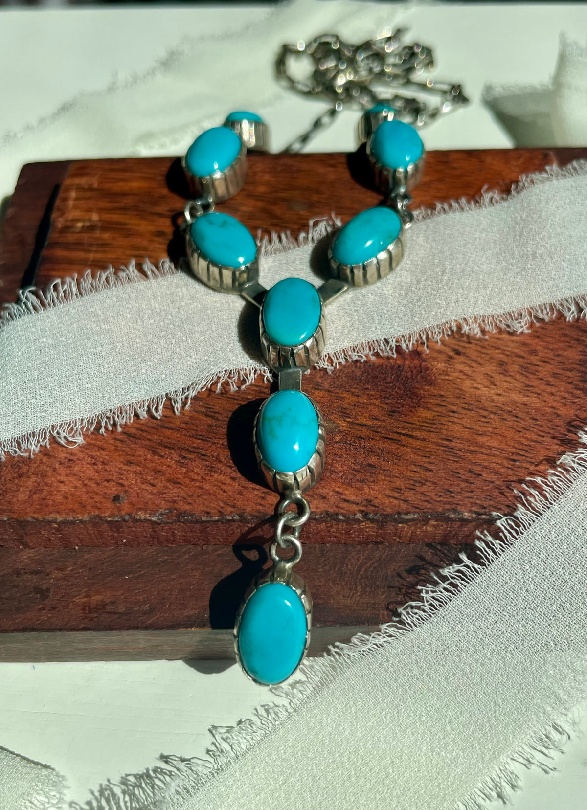 Kingman Turquoise Lariat Necklace | 925 Sterling Silver G592