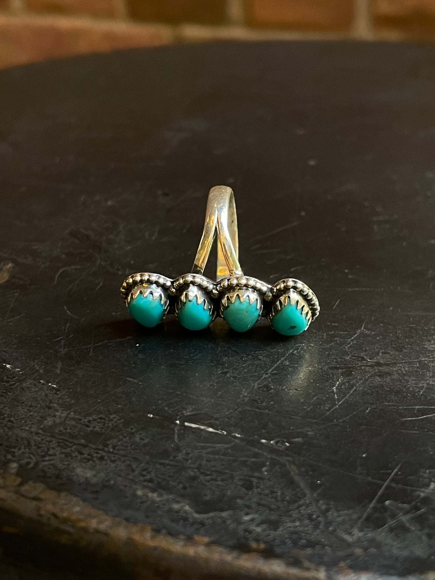Turquoise Feather Ring Size 8 | Sterling Silver E893