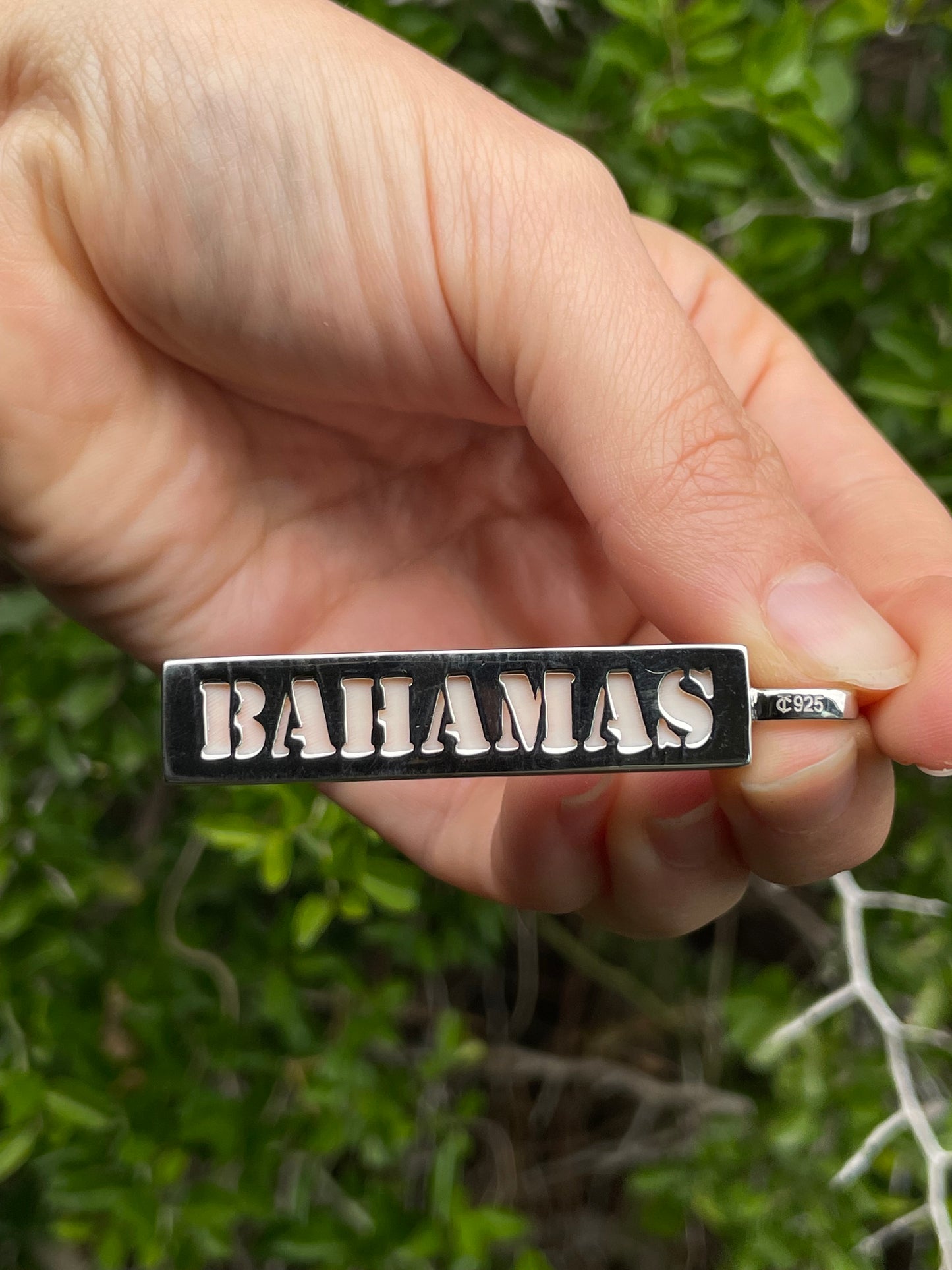 Pink Conch Bar Pendant | 925 Sterling Silver B620