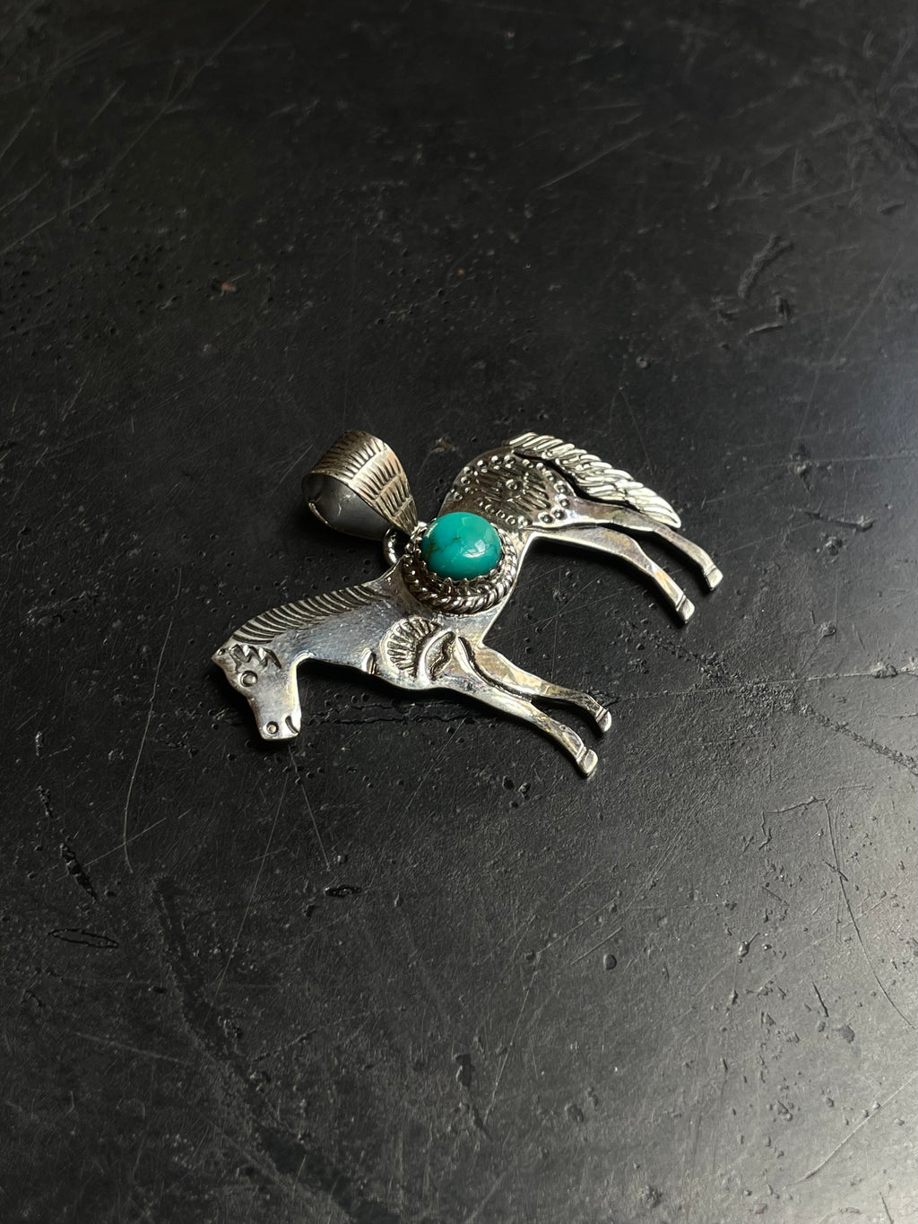 Kingman Turquoise Horse Pendant | 925 Sterling Silver E247