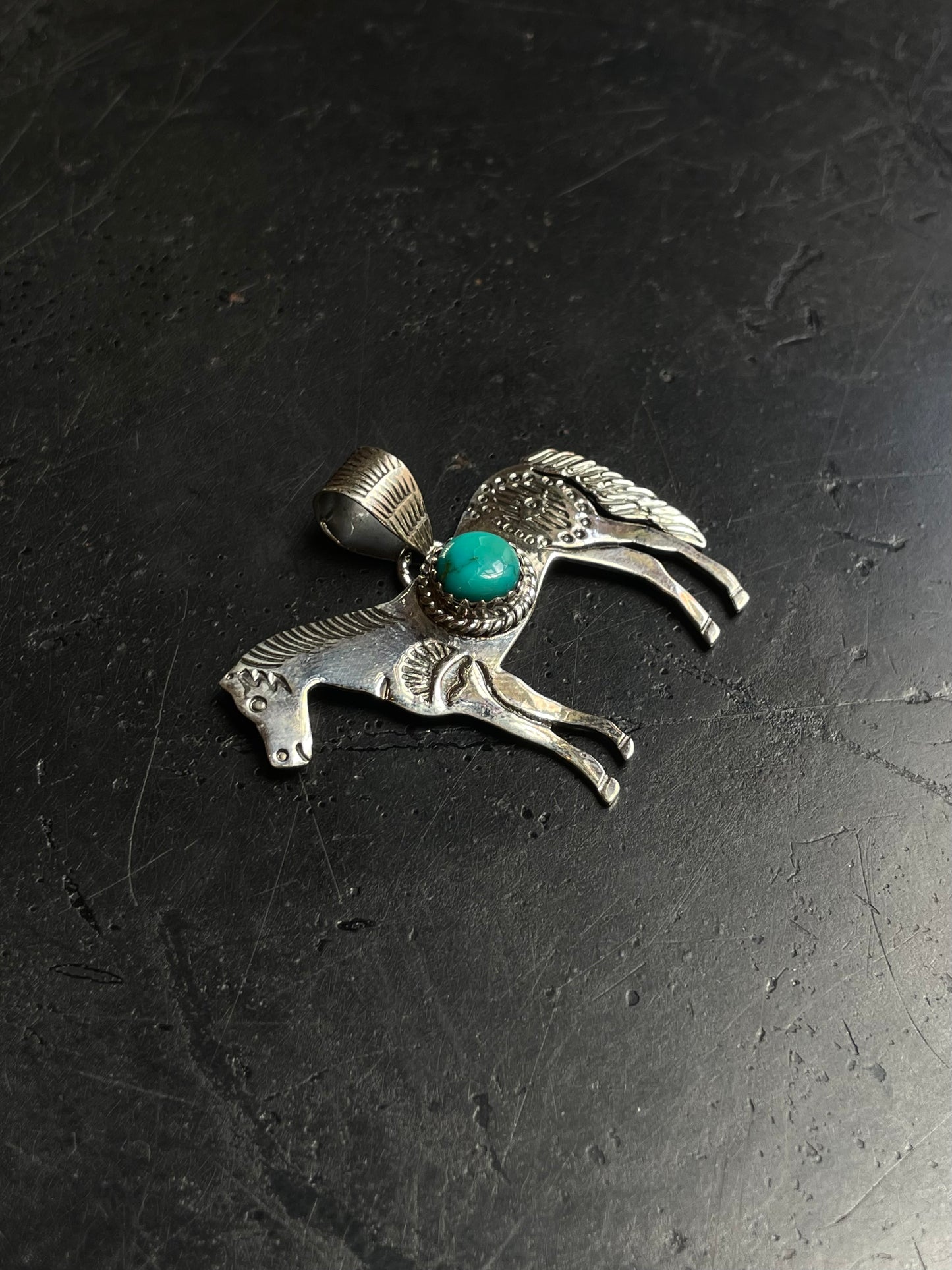 Kingman Turquoise Horse Pendant | 925 Sterling Silver E247