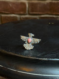 Pink Conch Thunderbird Ring Size 8 | 925 Sterling Silver C451
