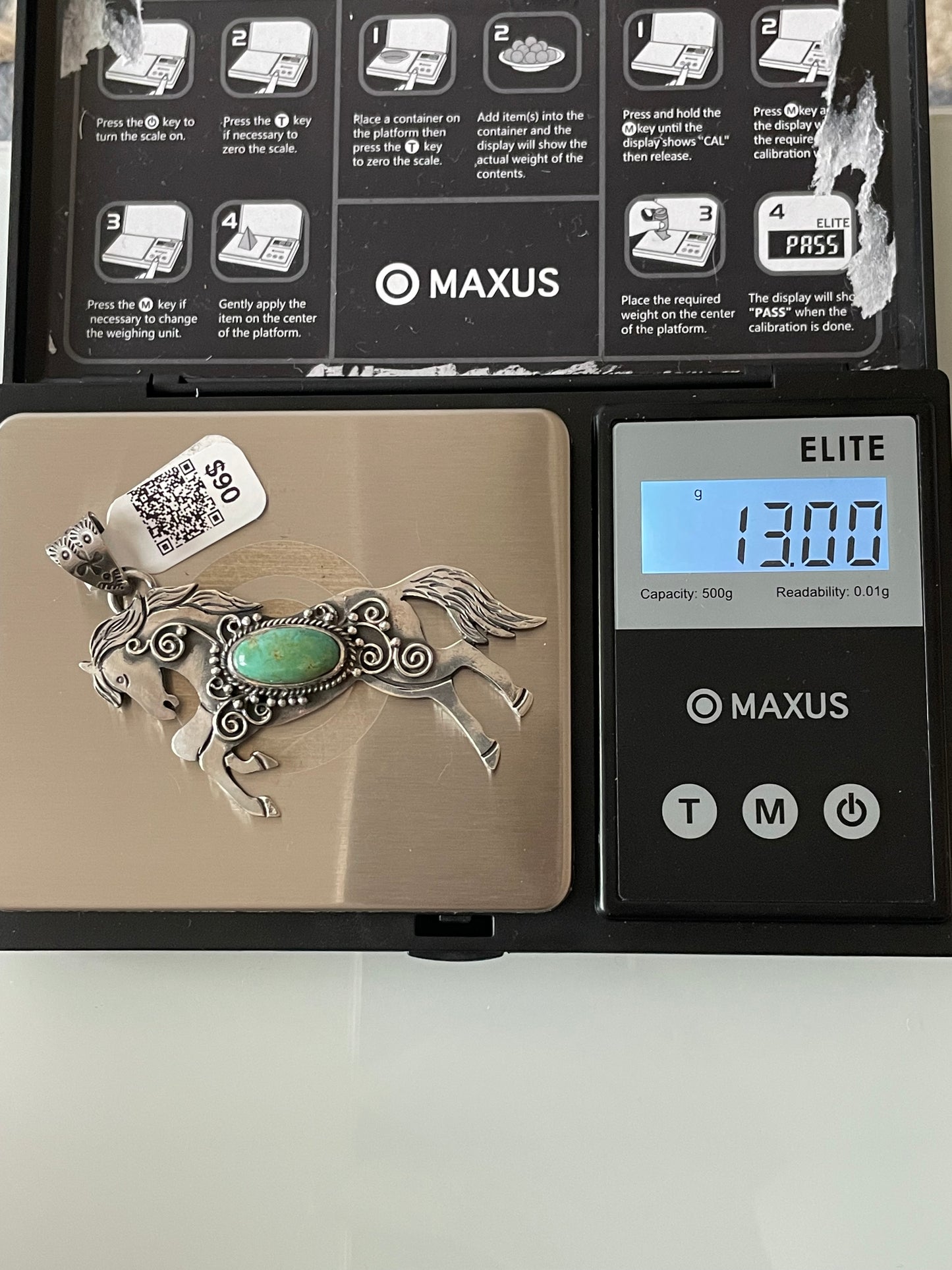Kingman Turquoise Horse Pendant | Sterling Silver | A584