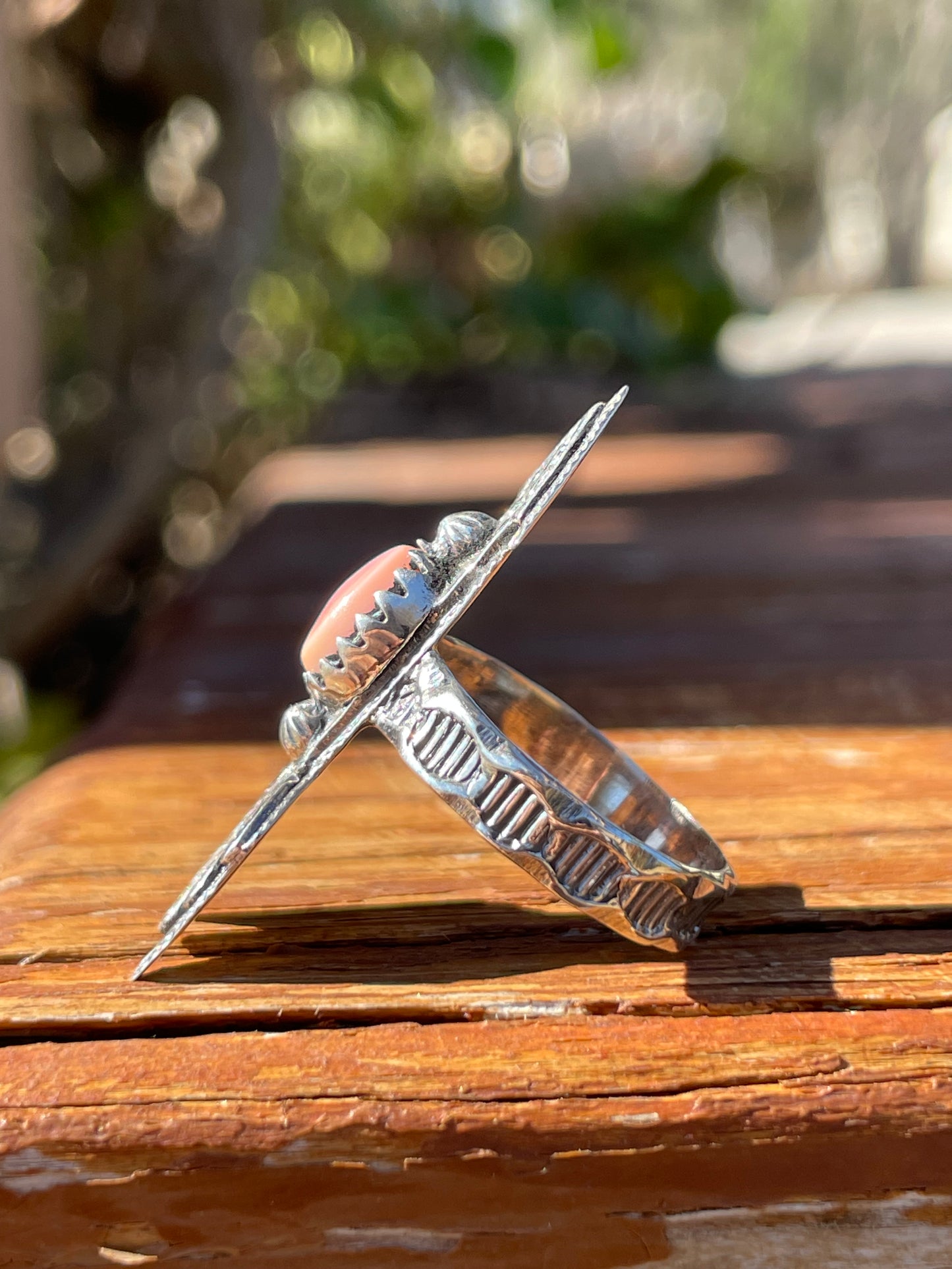 Pink Conch Arrow Ring Size 7.25 | 925 Sterling Silver B945