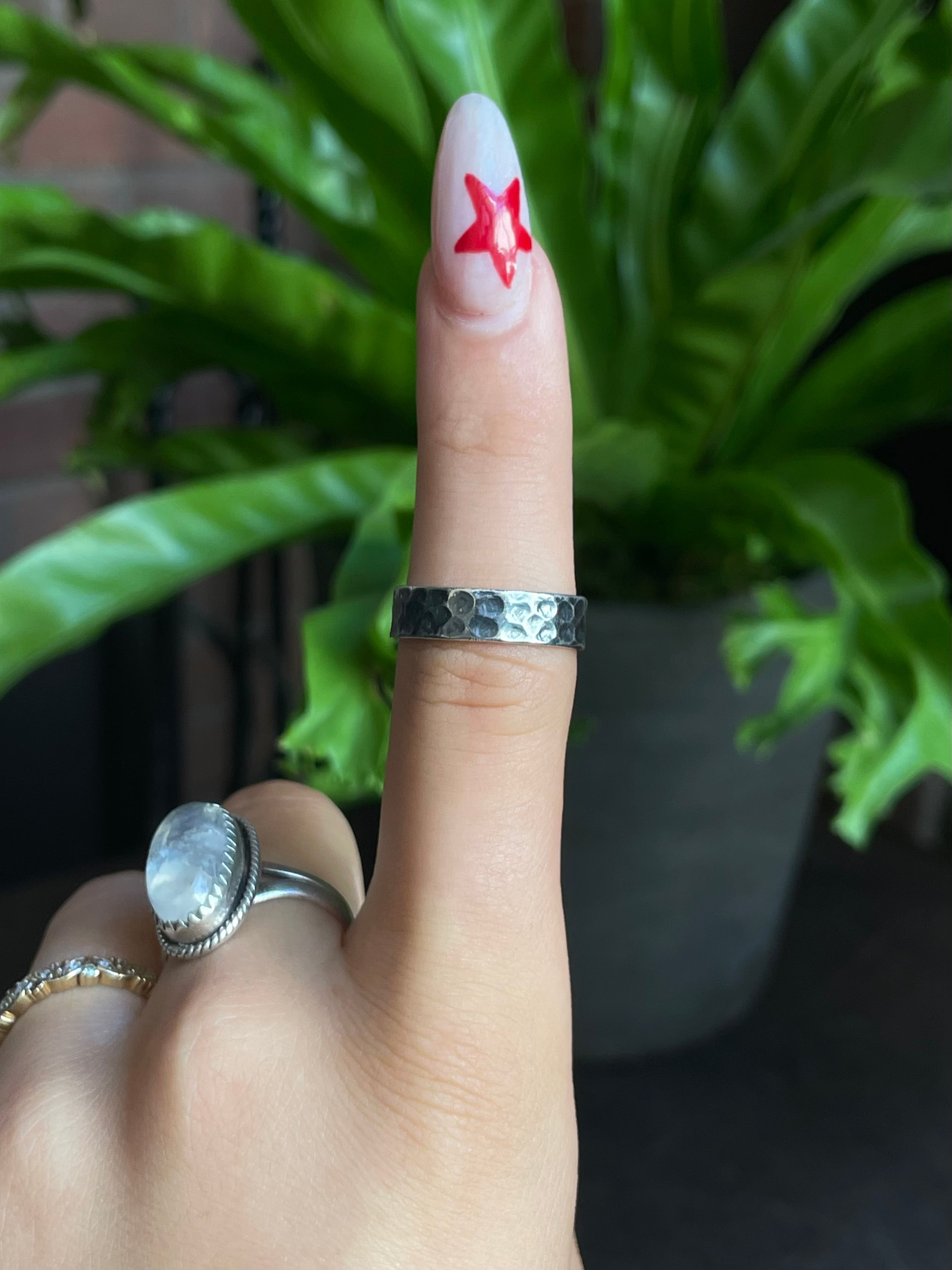 Hammered Sterling Silver Band Ring | 925 Sterling Silver Size 8.25 G573