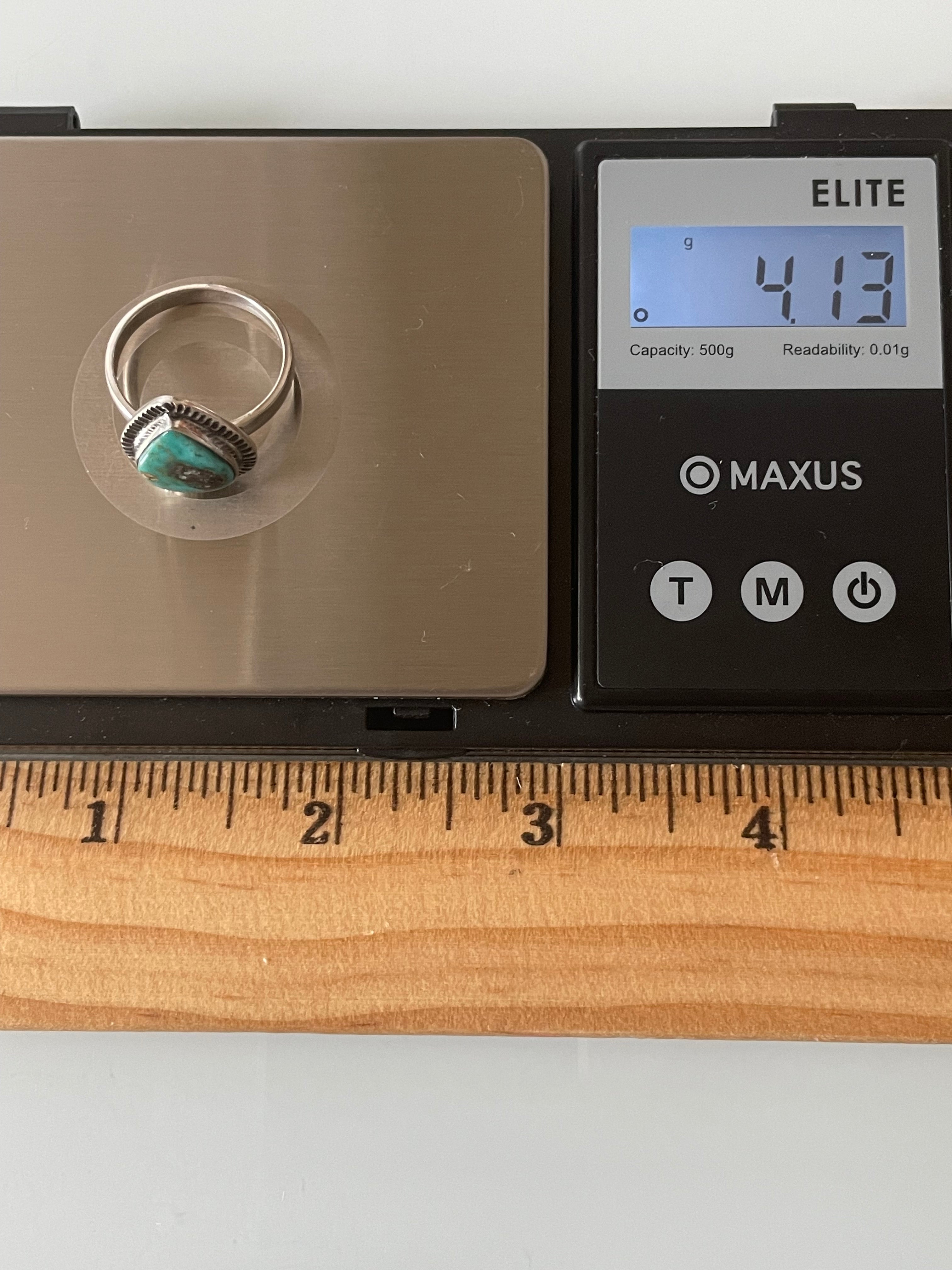 Turquoise Tear Drop Ring Size 8 | 925 Sterling Silver G278