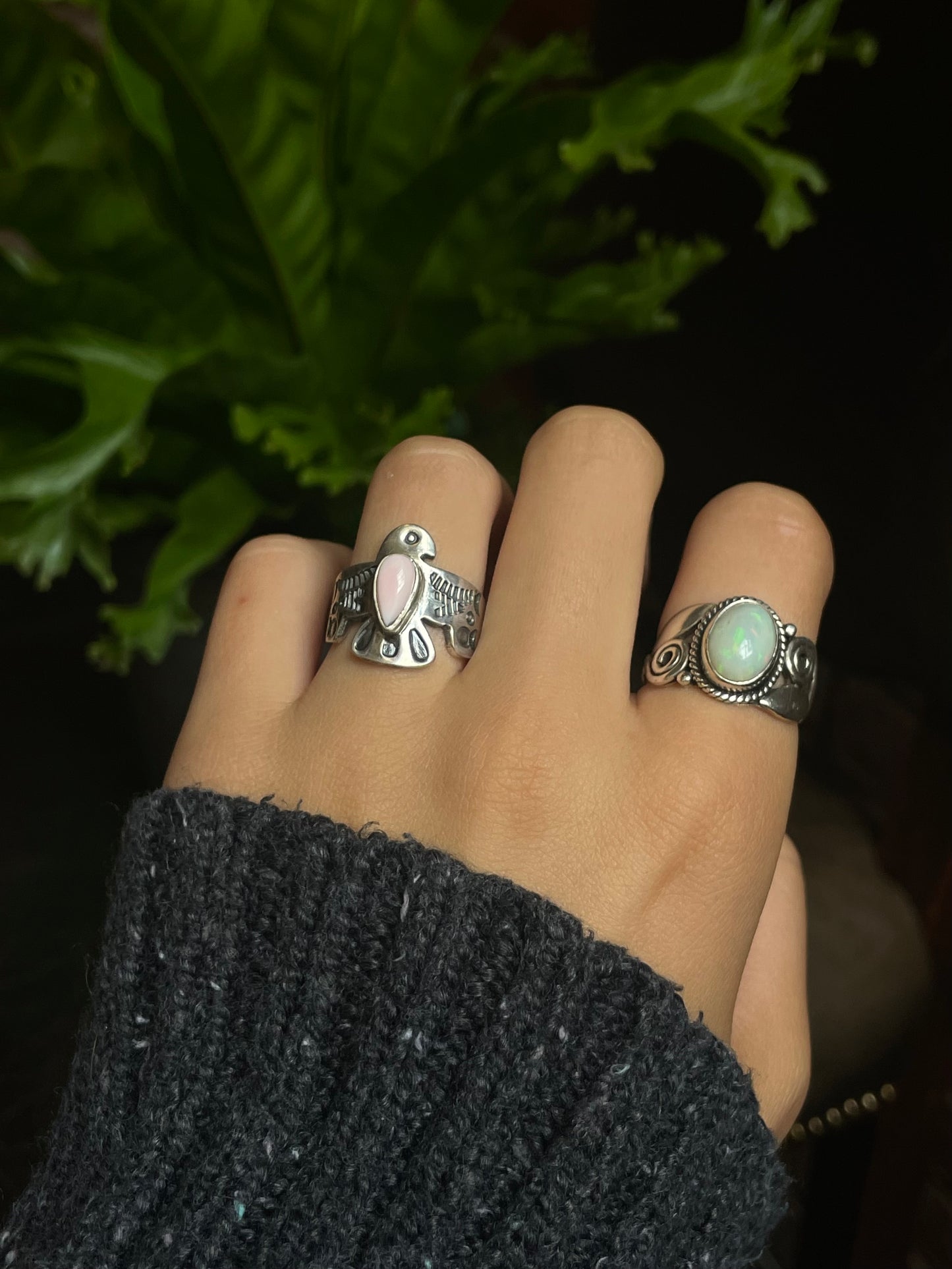 Pink Conch Thunderbird Ring Size 8 | 925 Sterling Silver G142