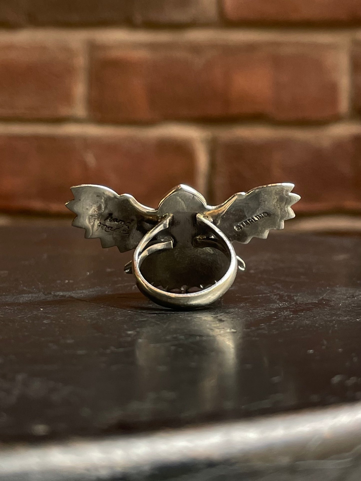 Kingman Turquoise Thunderbird Ring | Sterling Silver | Size 6 G304