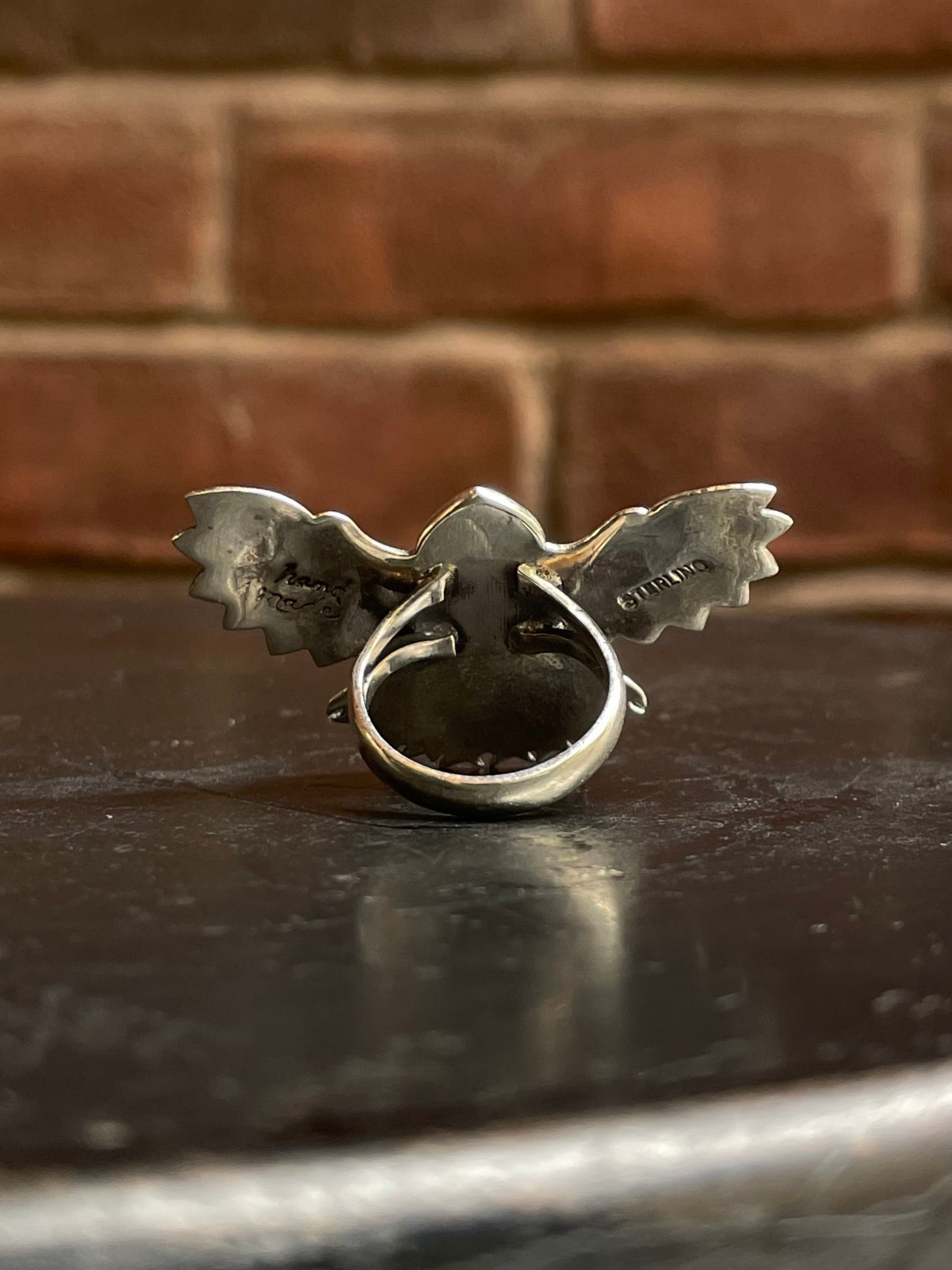 Kingman Turquoise Thunderbird Ring | Sterling Silver | Size 6 G304