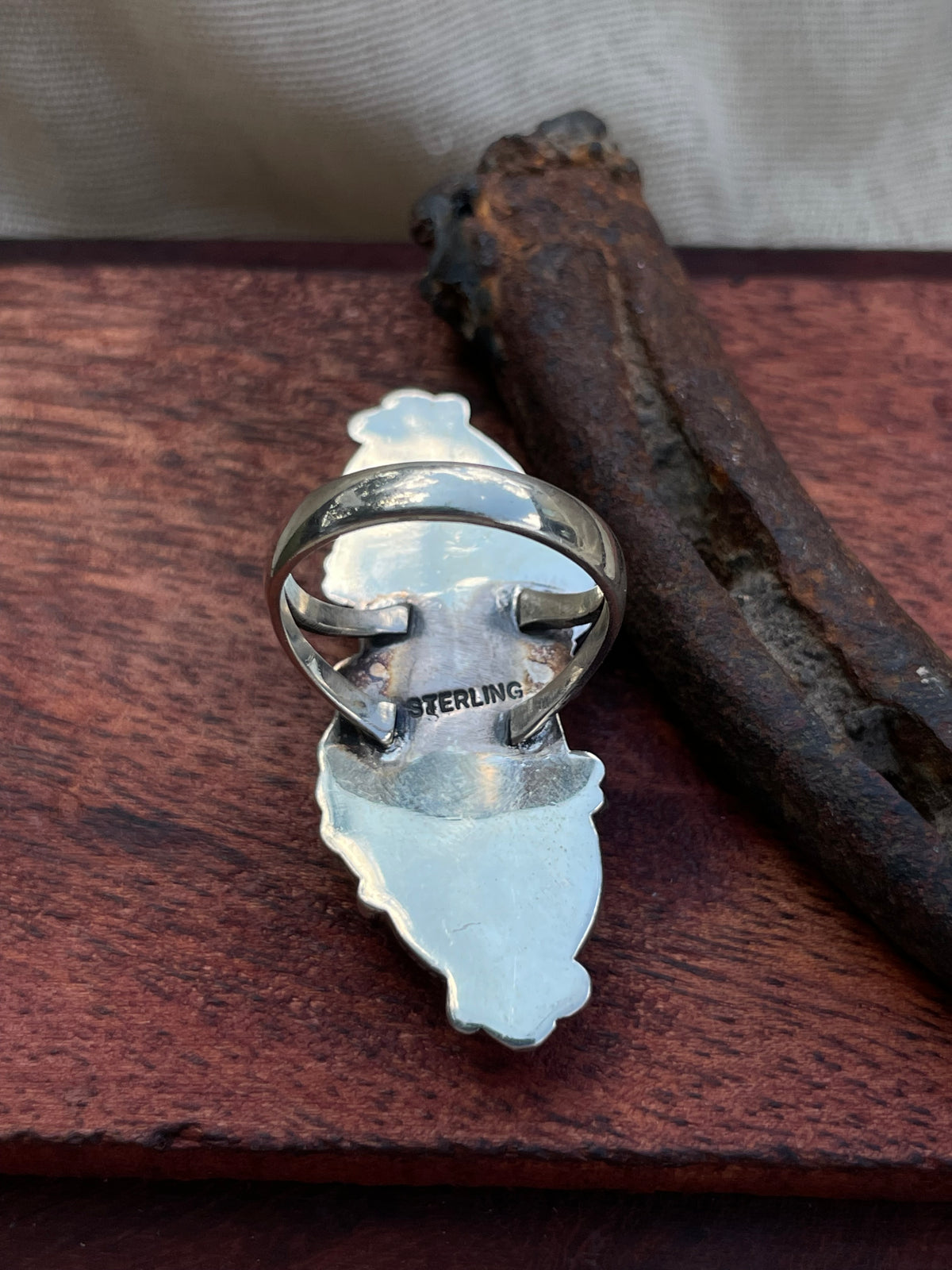 Pink Conch Floral Double Teardrop Ring | 925 Sterling Silver Size 8 C585
