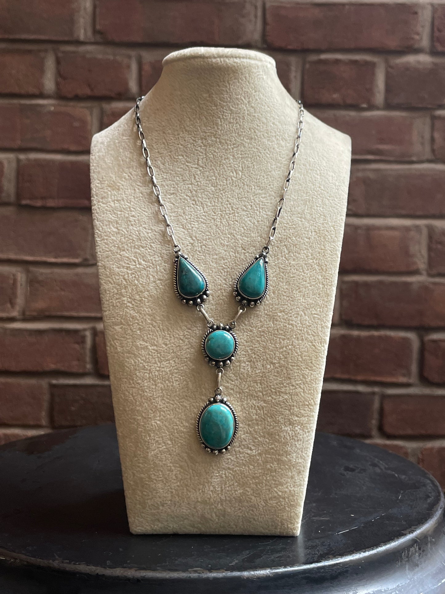 Turquoise Lariat Necklace | 925 Sterling Silver E617