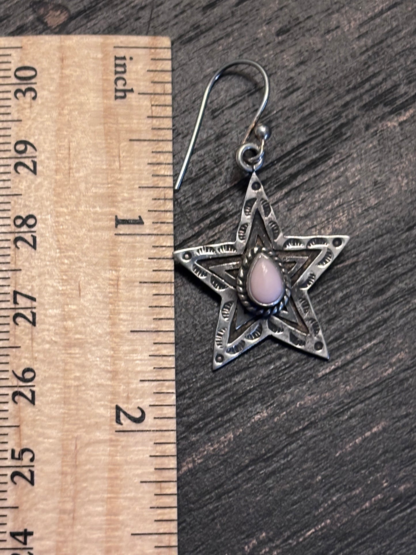 Pink Conch Star Dangle Earrings | 925 Sterling Silver A094