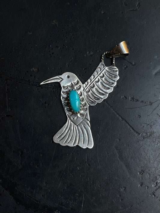 Turquoise Hummingbird Pendant | 925 Sterling Silver E275