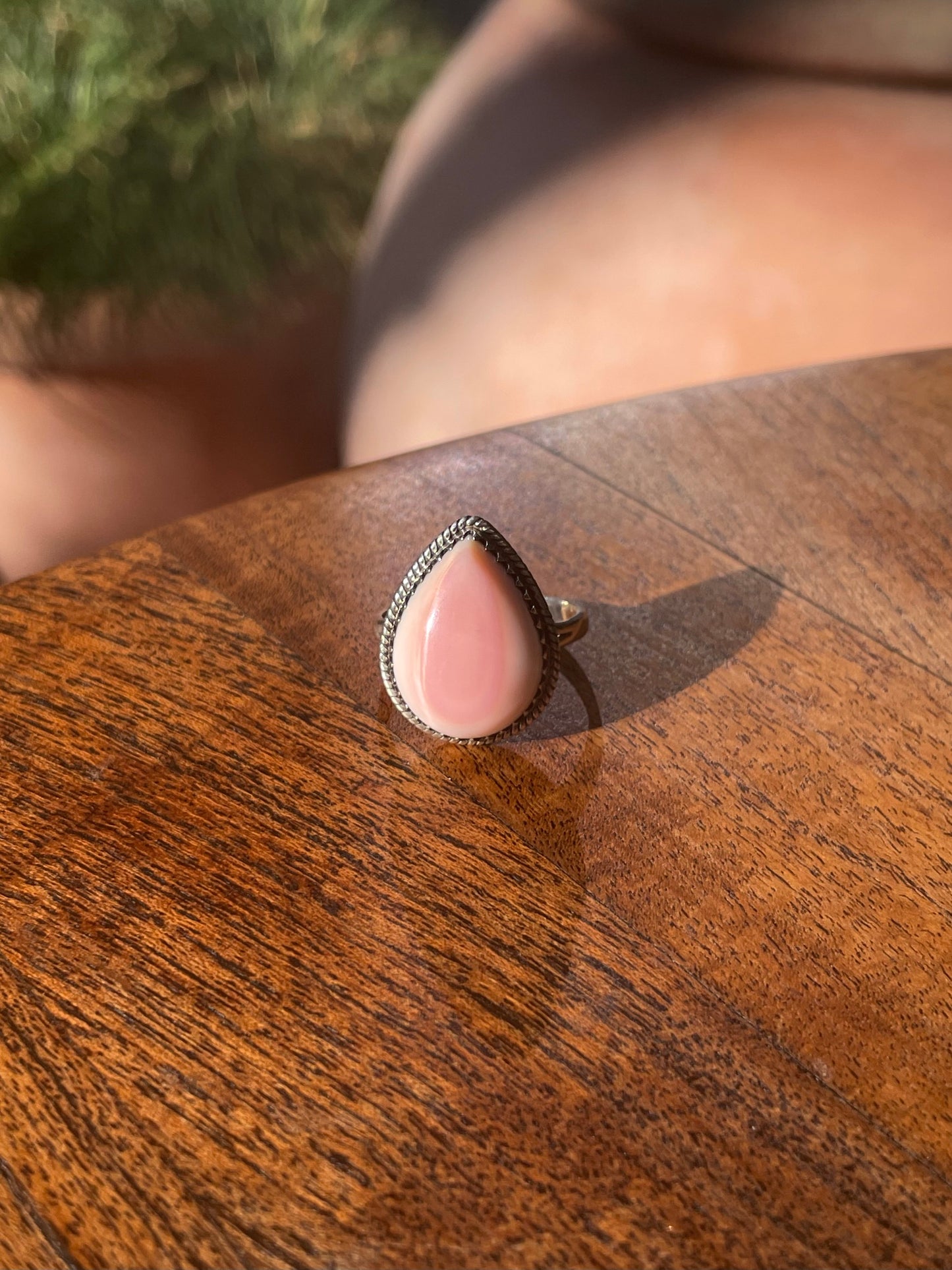 Pink Conch Teardrop Ring Size 9.5 | 925 Sterling Silver C874
