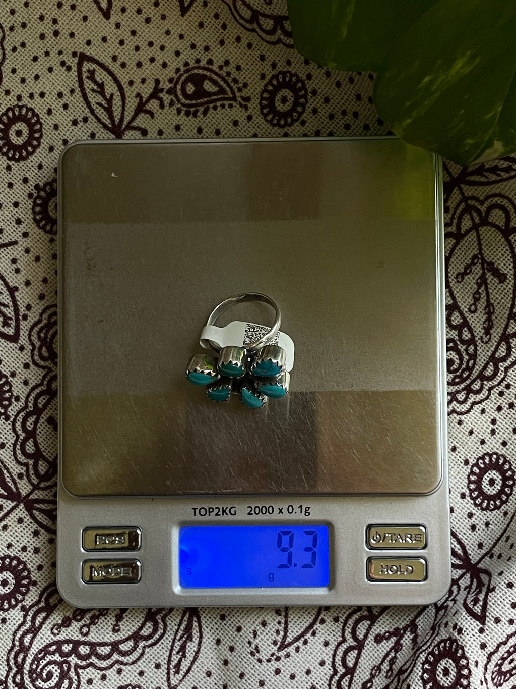 Kingman Turquoise Cluster Ring Size 8 | 925 Sterling Silver D261