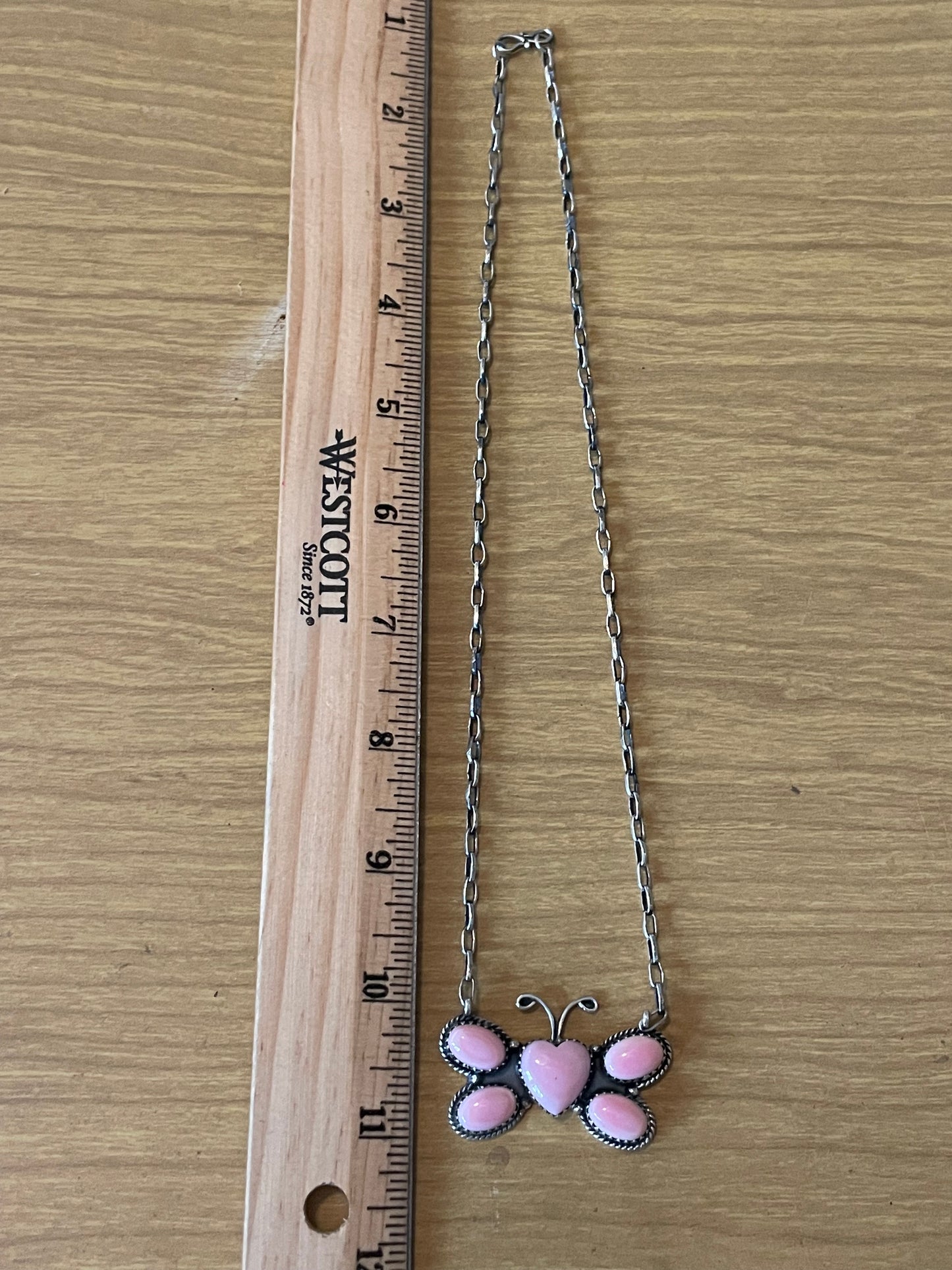 Pink Conch Butterfly Heart Necklace | 925 Sterling Silver E972