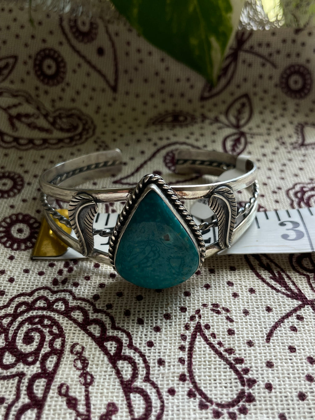 Turquoise Teardrop Cuff Bracelet | 925 Sterling Silver D272