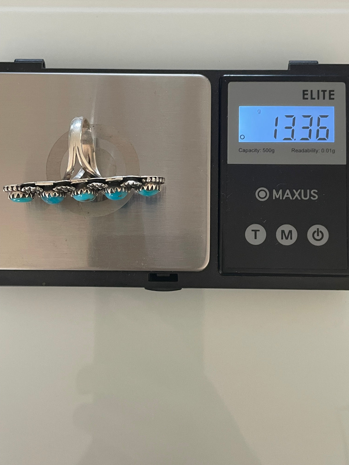 Turquoise Cluster Flower Ring | 925 Sterling Silver Size 8.5 G801