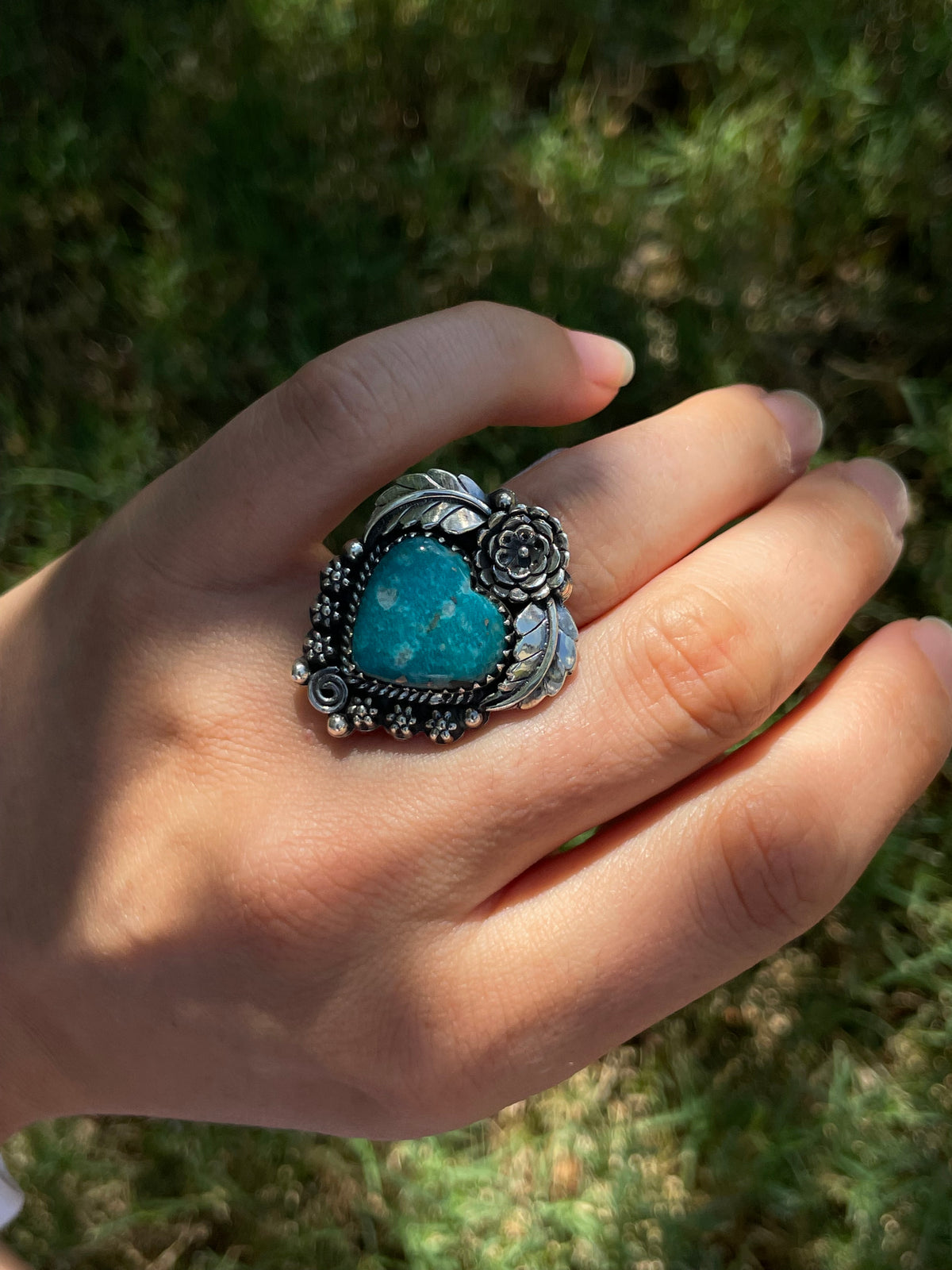 Turquoise Heart Ring Size 6 | 925 Sterling Silver D312