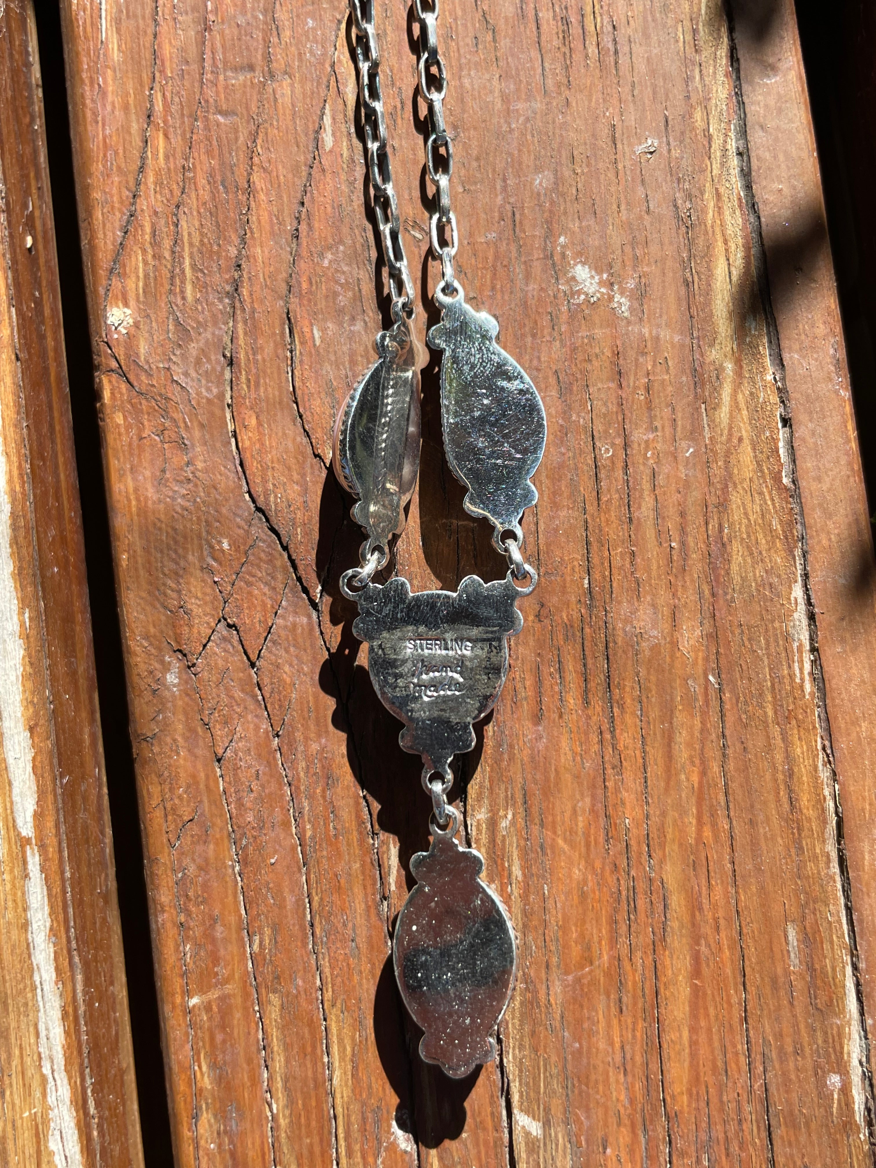 Pink Conch Drop Necklace | Sterling Silver 925 | Long Teardrop Statement | B868