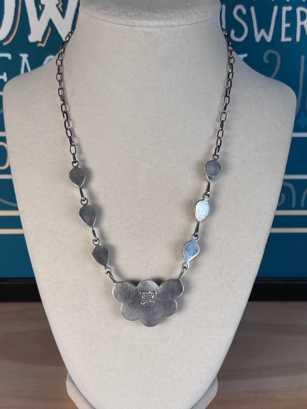 Kingman Turquoise Cluster Necklace | 925 Sterling Silver Southwestern