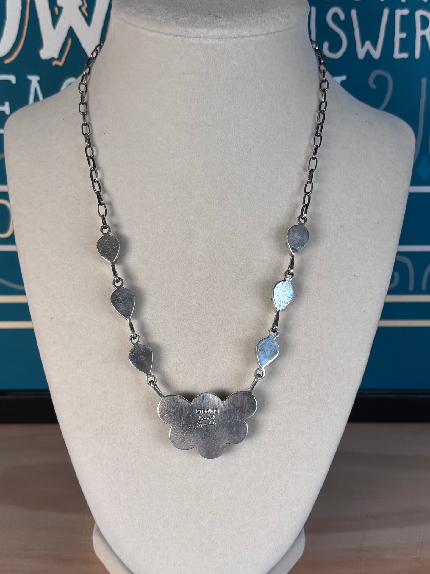 Kingman Turquoise Cluster Necklace | 925 Sterling Silver Southwestern