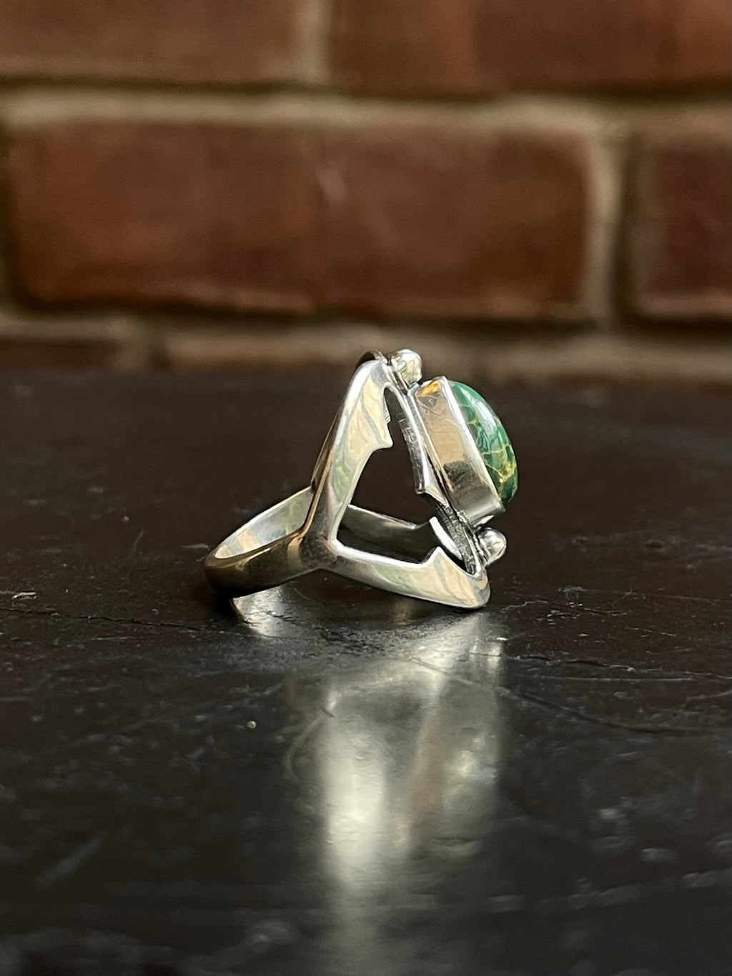 Kingman Turquoise Teardrop Ring | Sterling Silver | Size 8.5 G312