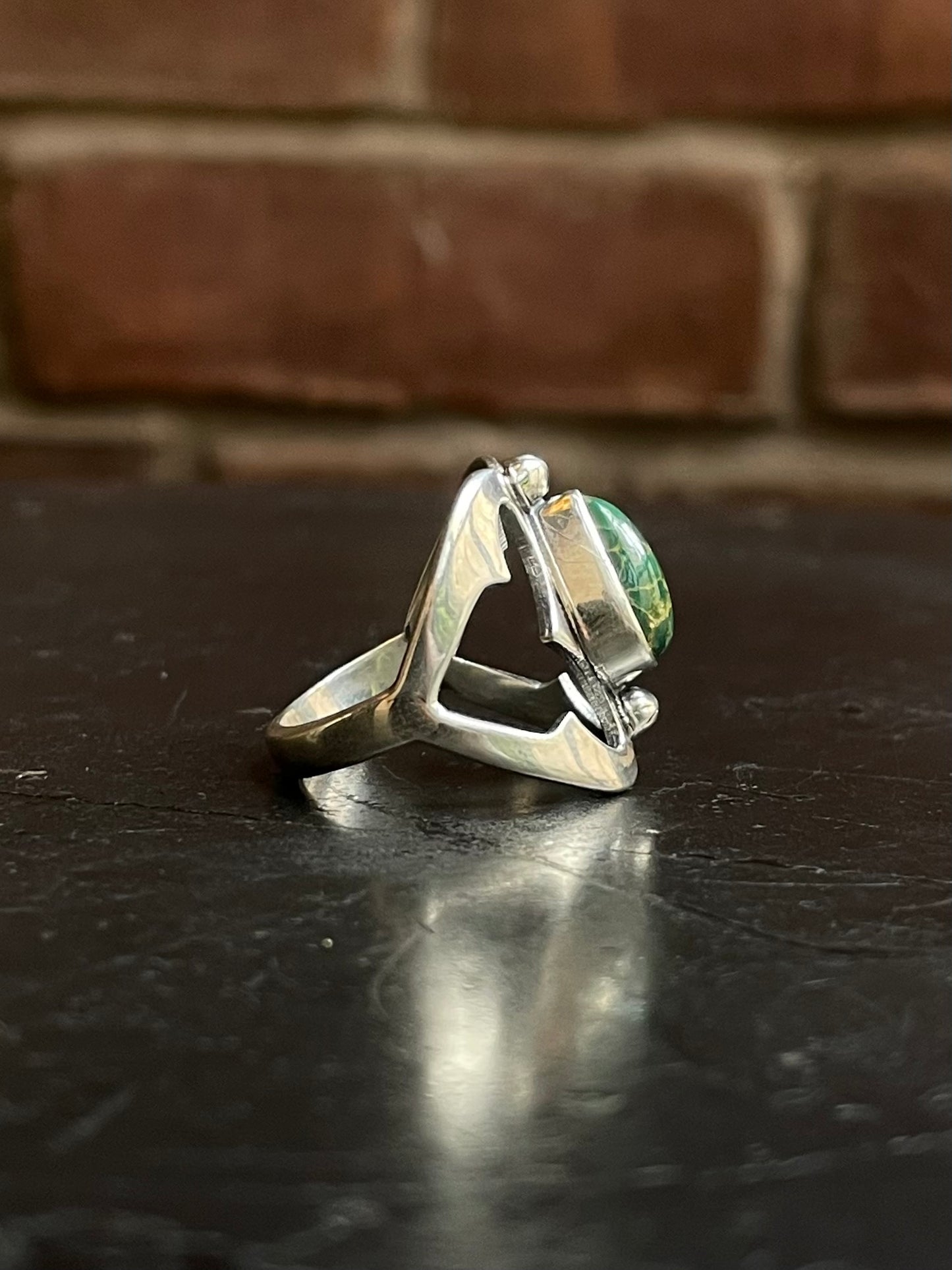 Kingman Turquoise Teardrop Ring | Sterling Silver | Size 8.5 G312