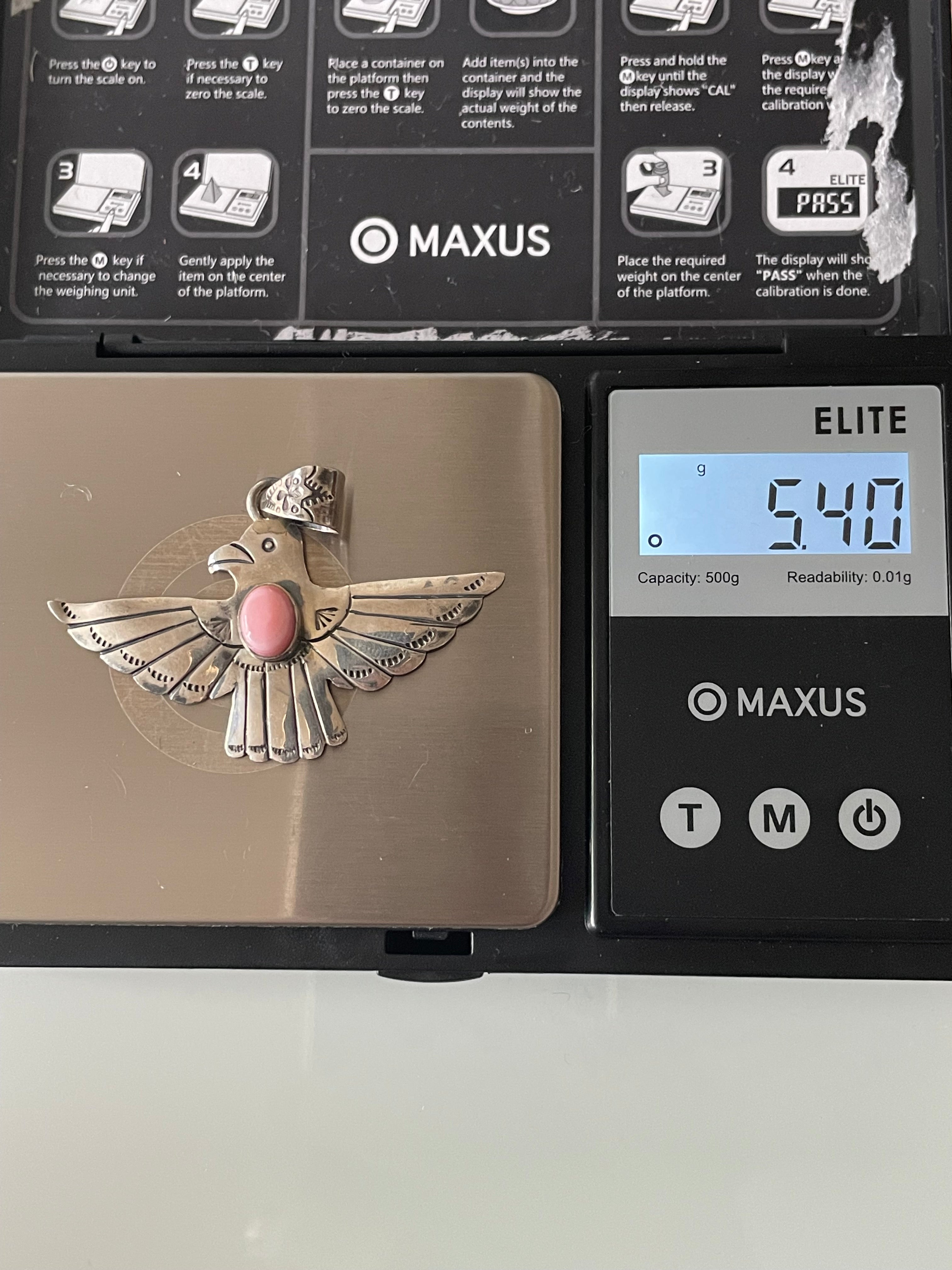 Pink Conch Thunderbird Pendant | 925 Sterling Silver E501