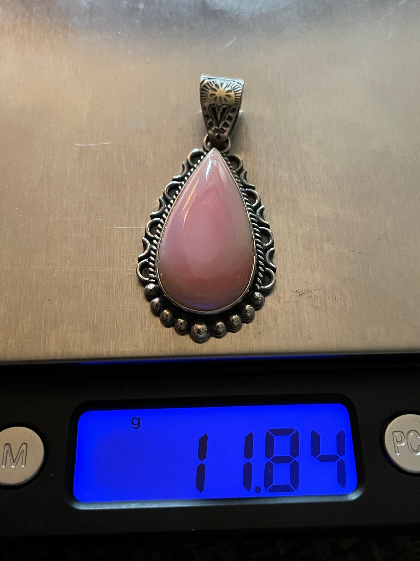 Pink Conch Tear Drop Pendant | Sterling Silver 925 B855