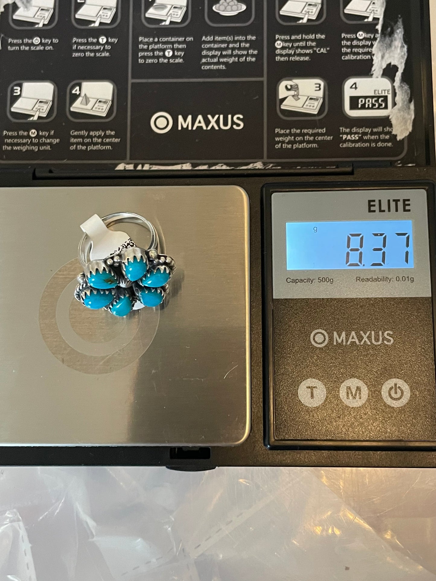 Kingman Turquoise Flower Cluster Ring | Sterling Silver | Size 7 | A043