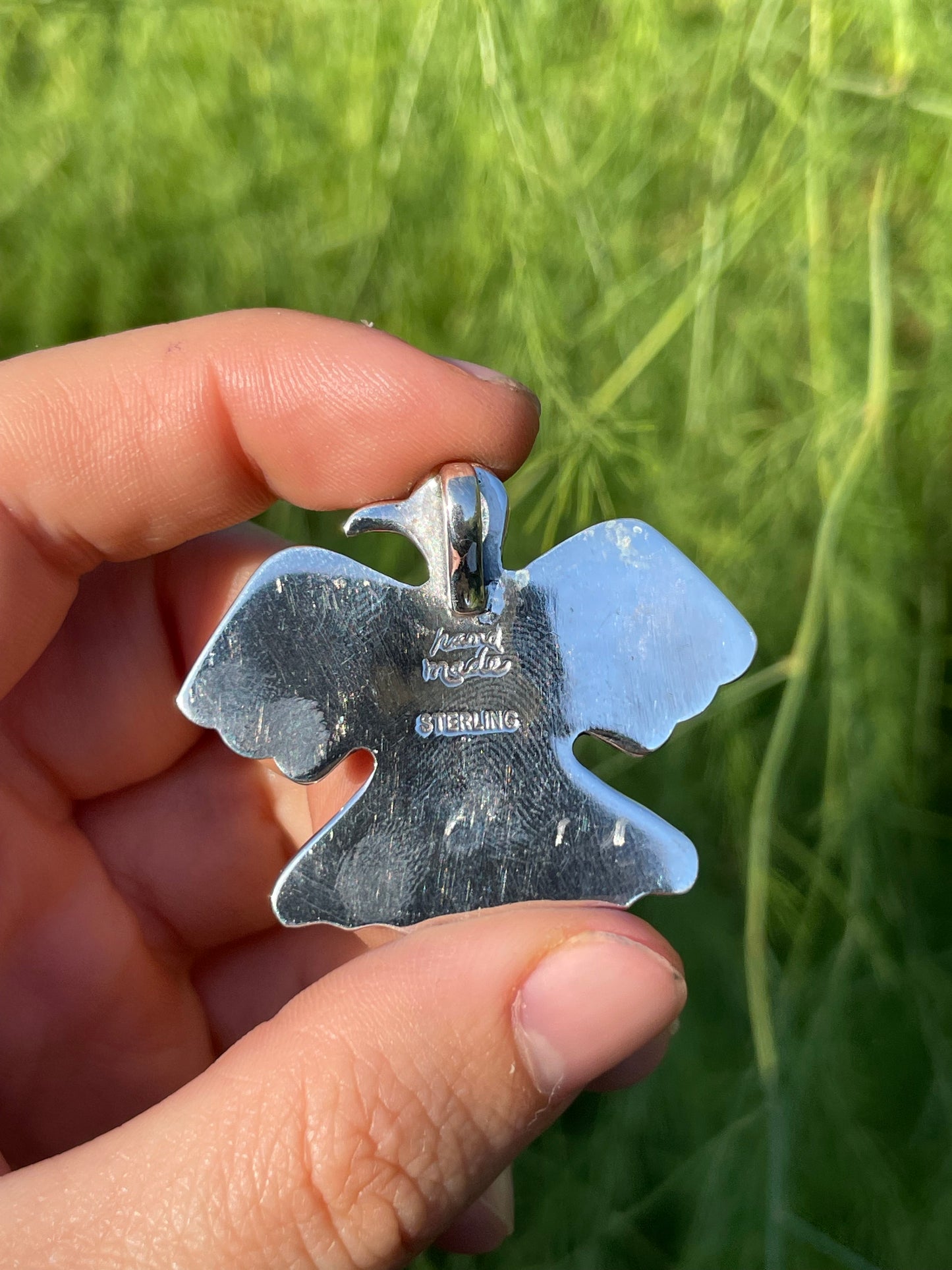 Pink Conch Thunderbird Pendant | Handcrafted Sterling Silver 925 B455