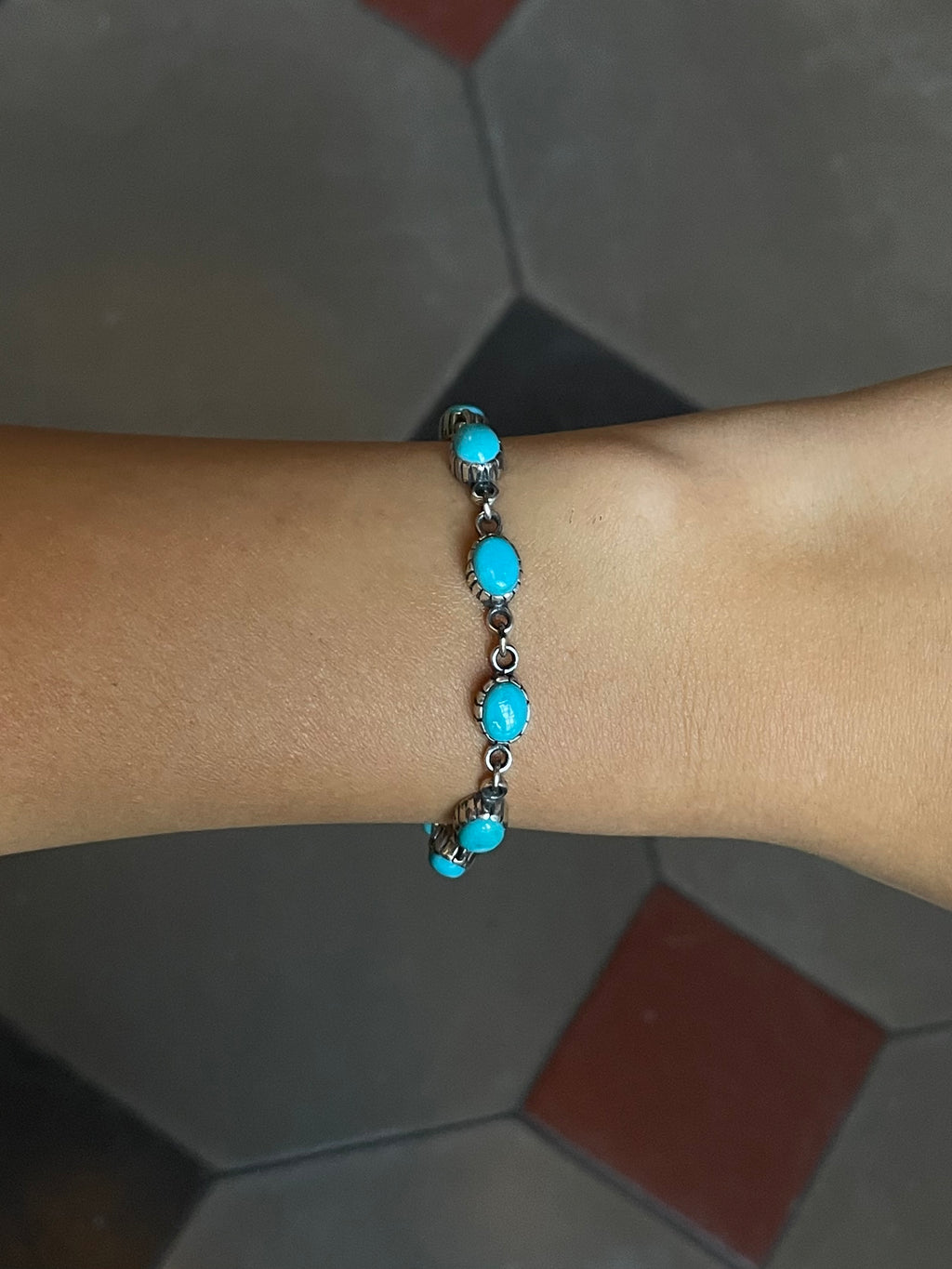 Kingman Turquoise Link Bracelet | Sterling Silver E838