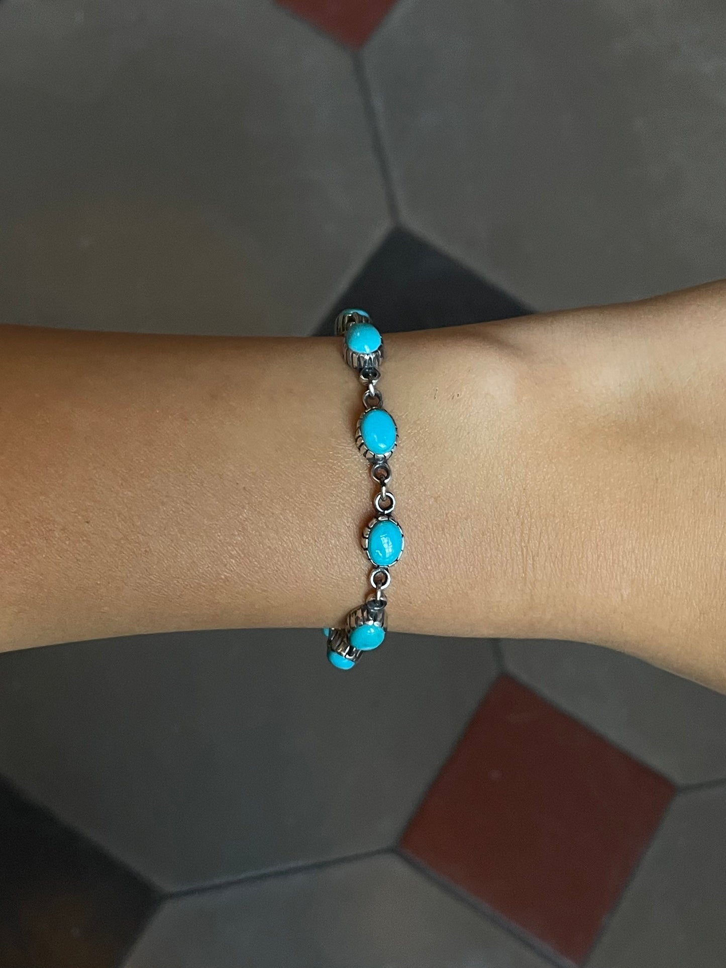 Kingman Turquoise Link Bracelet | Sterling Silver E838