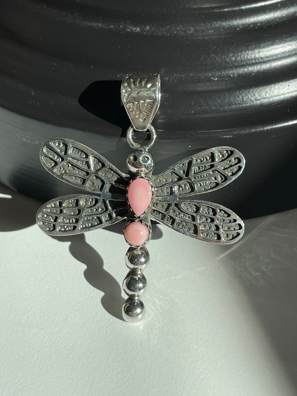 Pink Conch Dragonfly Pendant | Sterling Silver 925 B850