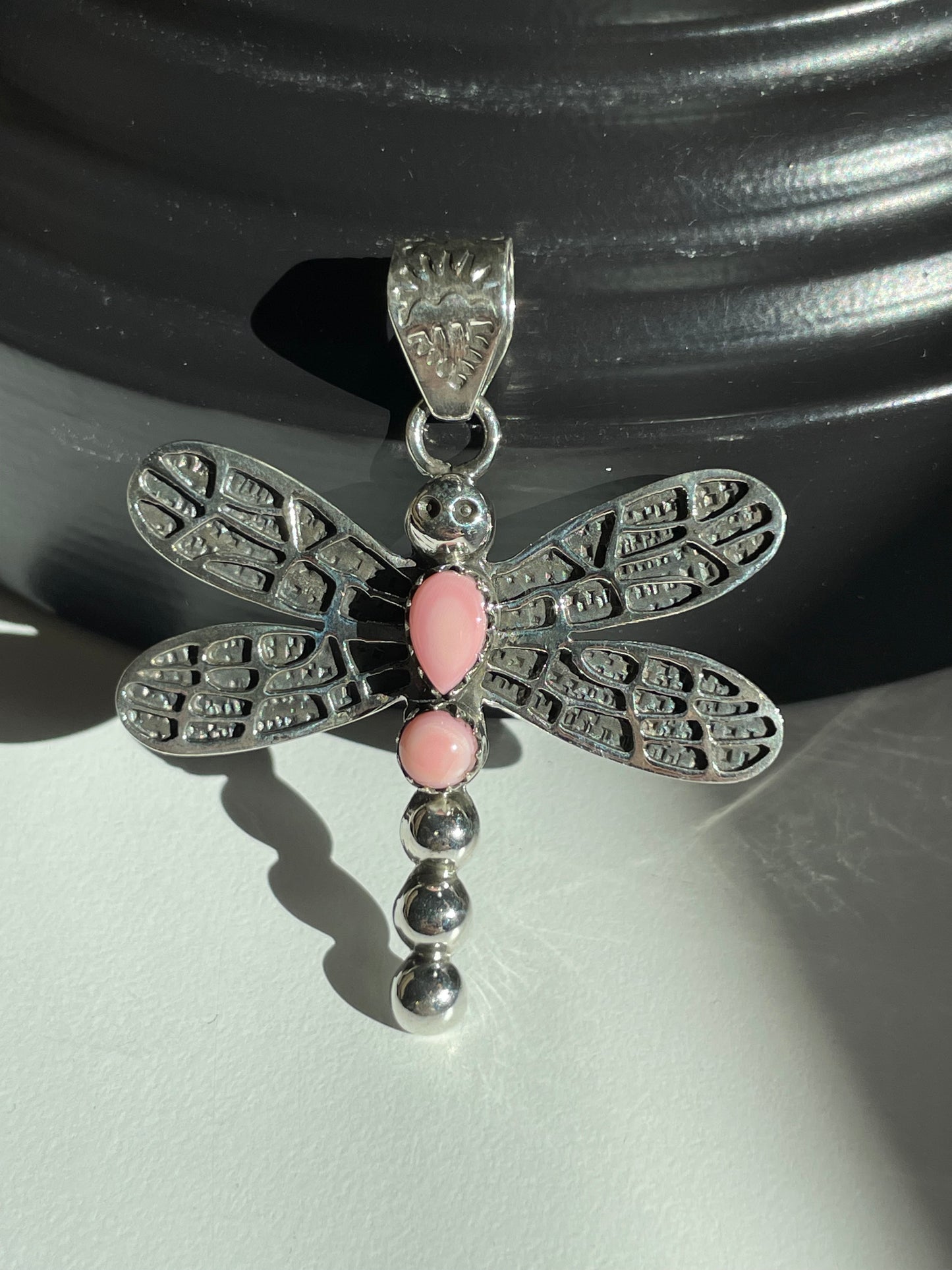 Pink Conch Dragonfly Pendant | Sterling Silver 925 B850