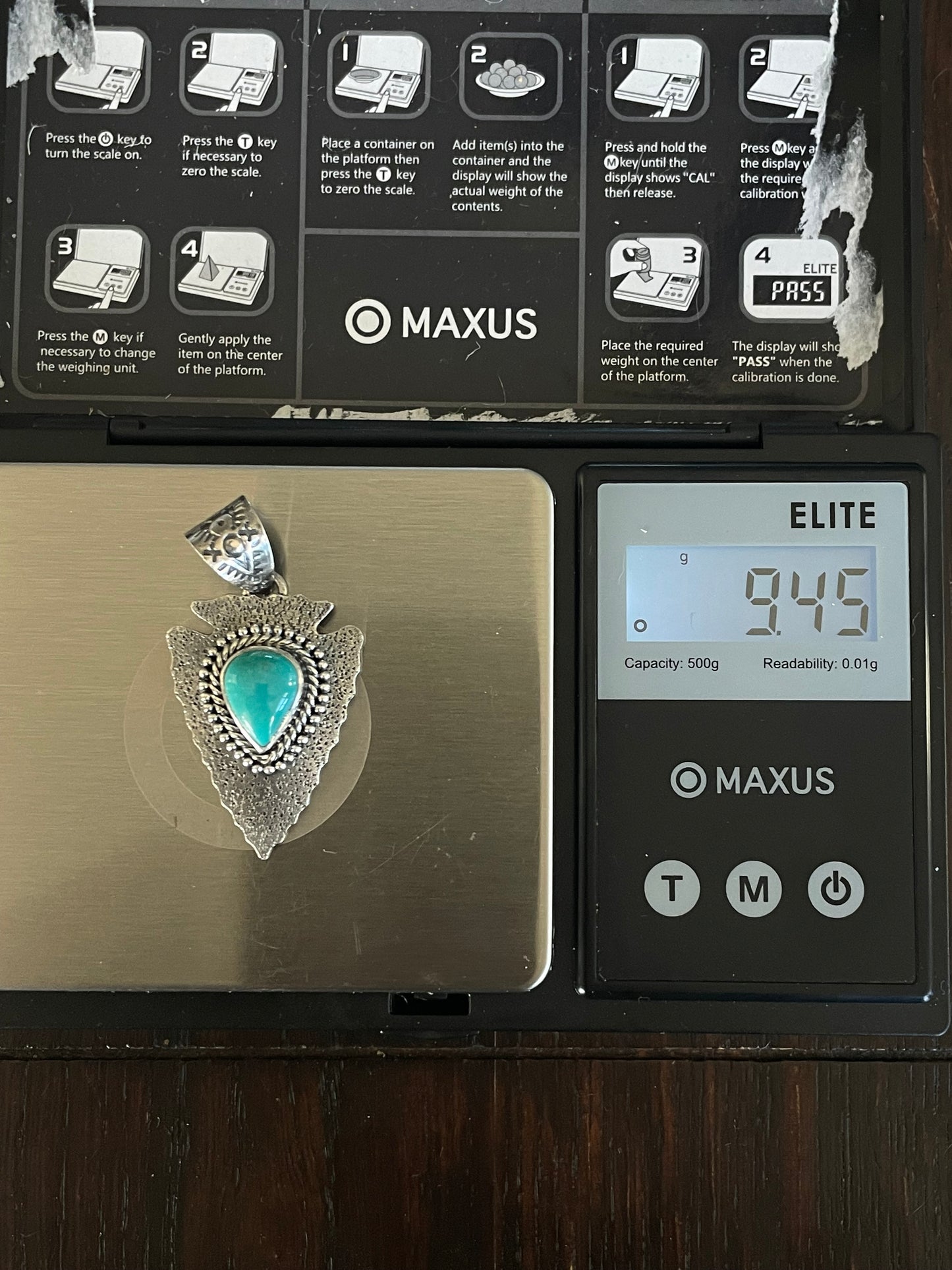 Turquoise Arrowhead Pendant | 925 Sterling Silver E710