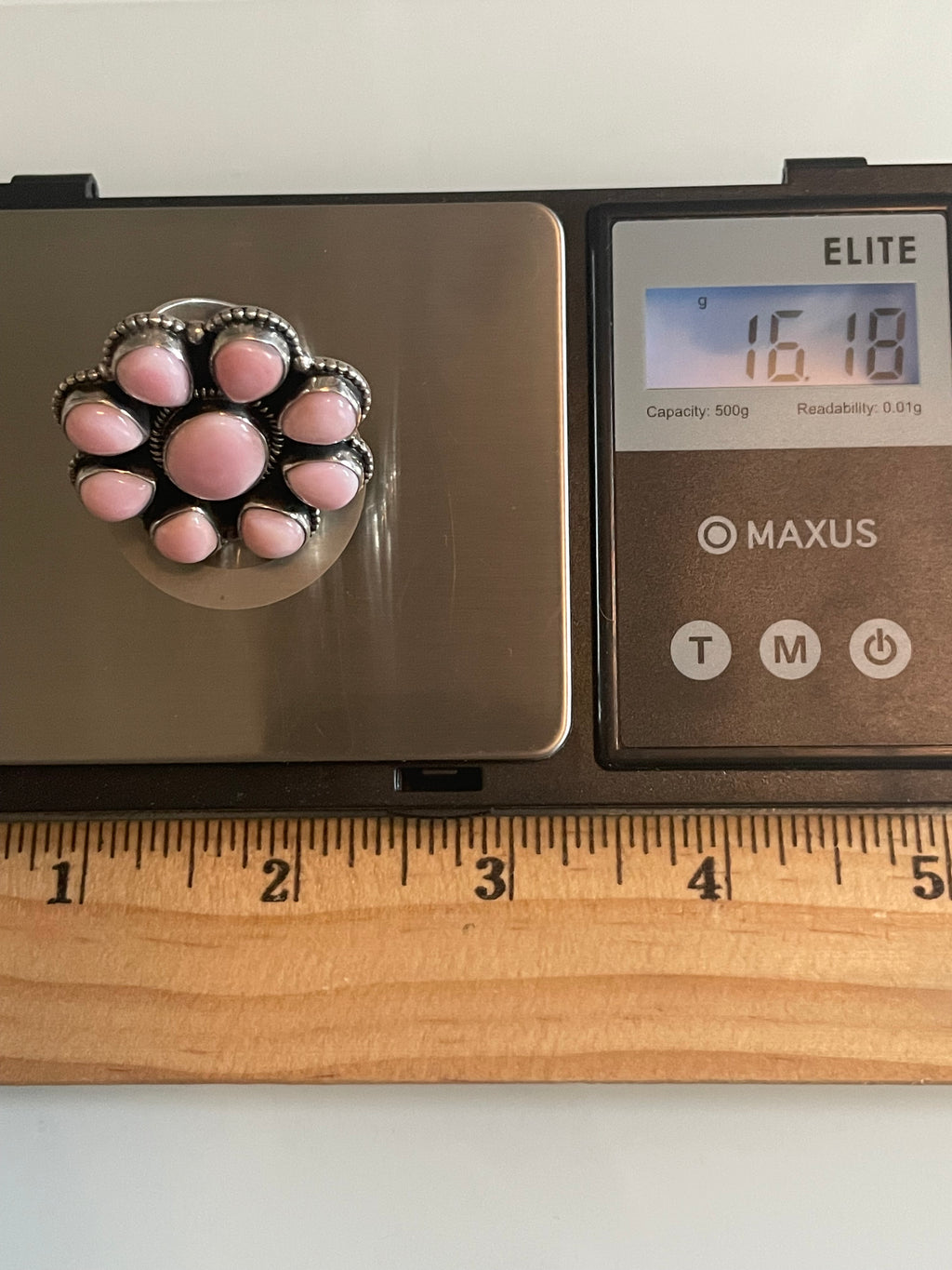 Pink Conch Cluster Ring Size 8 | 925 Sterling Silver G752