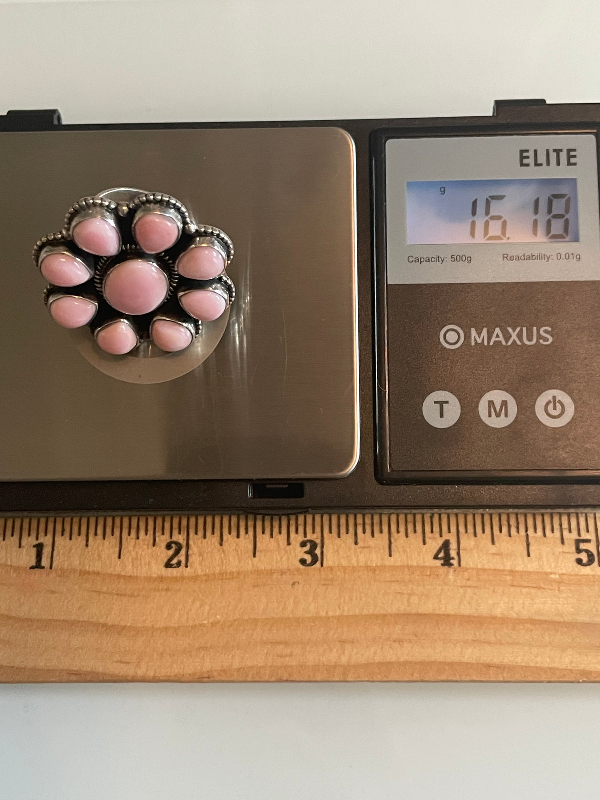 Pink Conch Cluster Ring Size 8 | 925 Sterling Silver G752