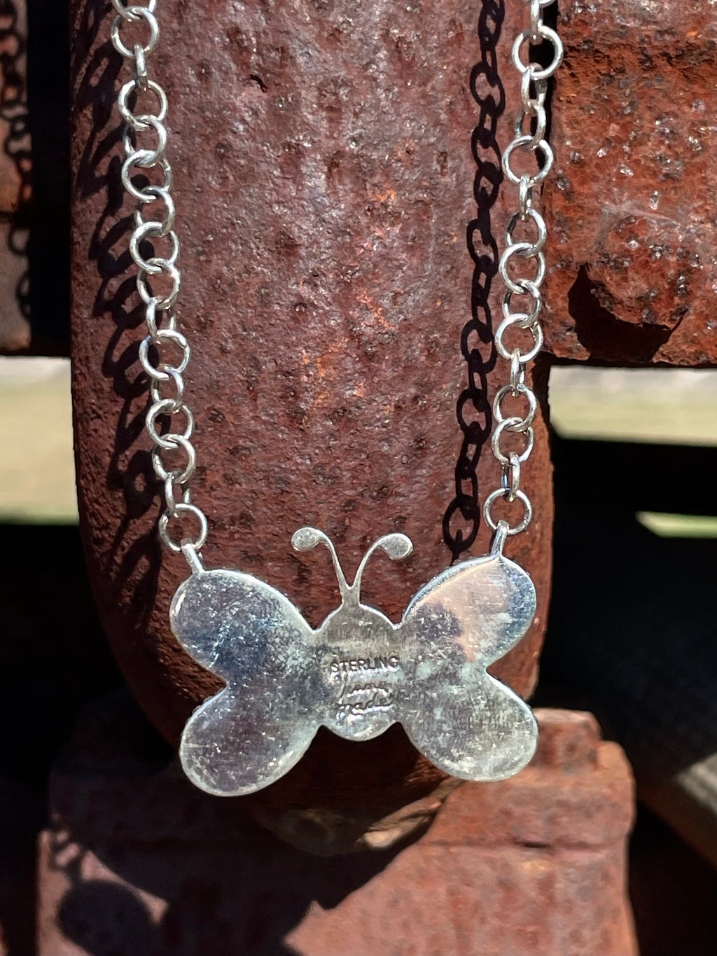 Pink Conch Butterfly Necklace | Cluster Pendant | 925 Silver E579